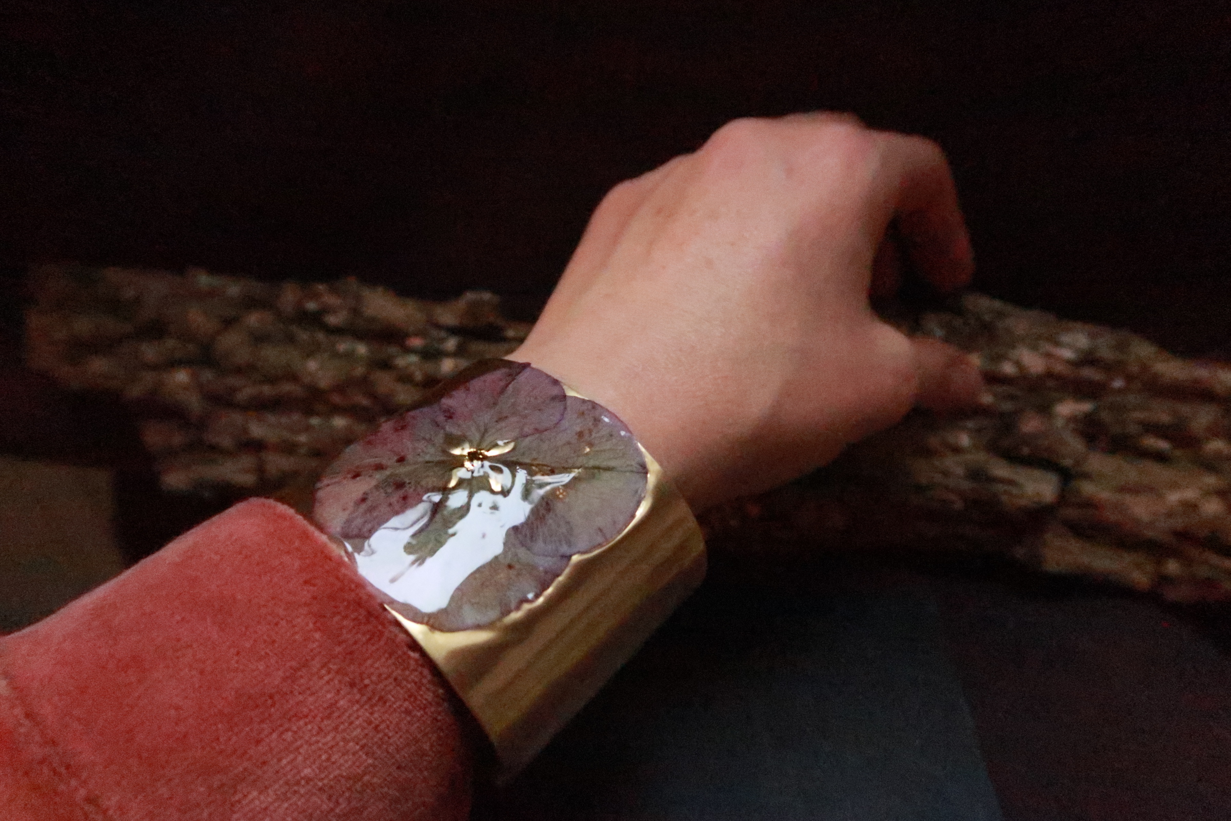 Bracelet Styx Hortensia rose-vert-mauve