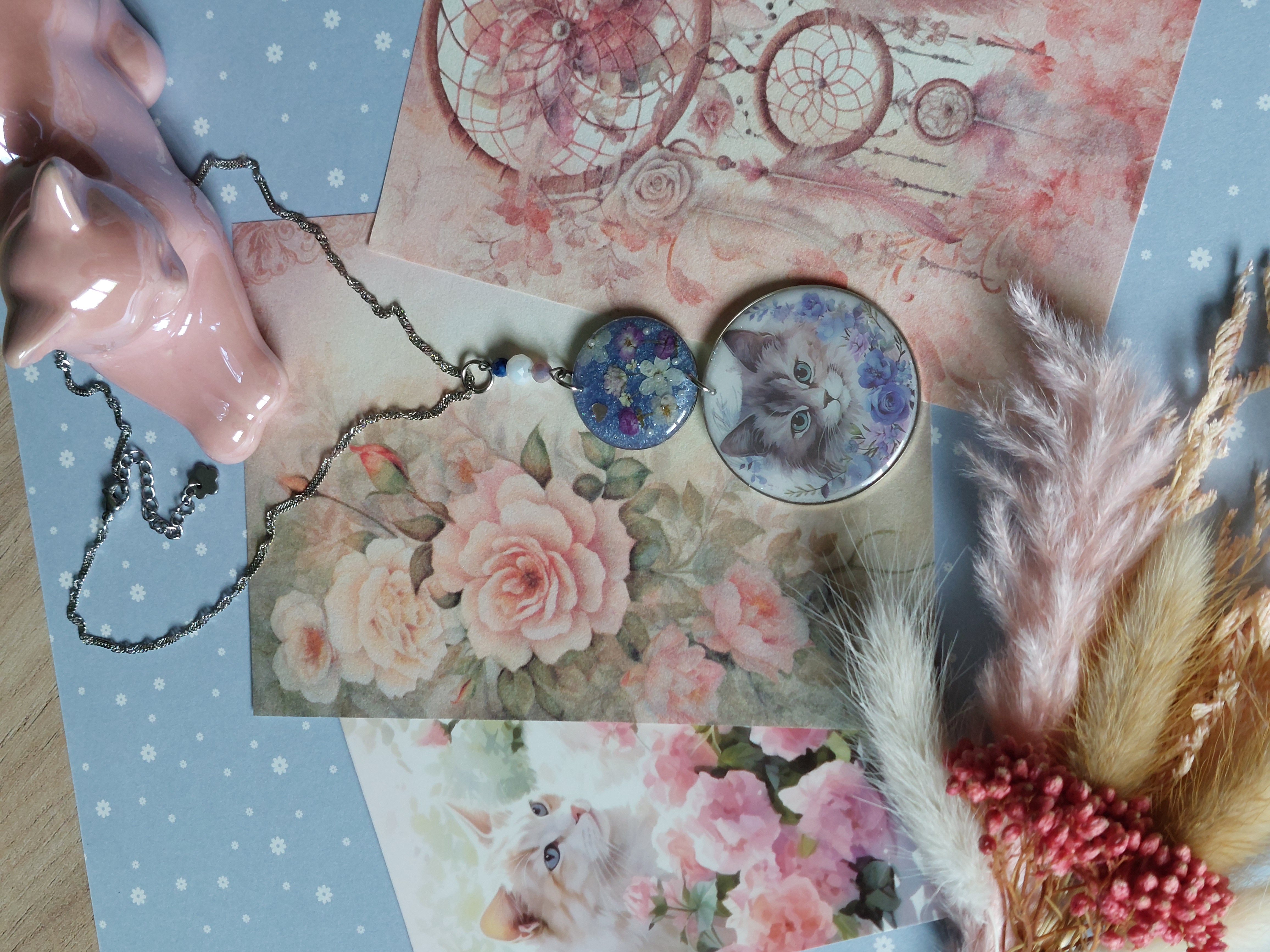 Collier collection "Les Chats Fleur Bleue" - modèle 1