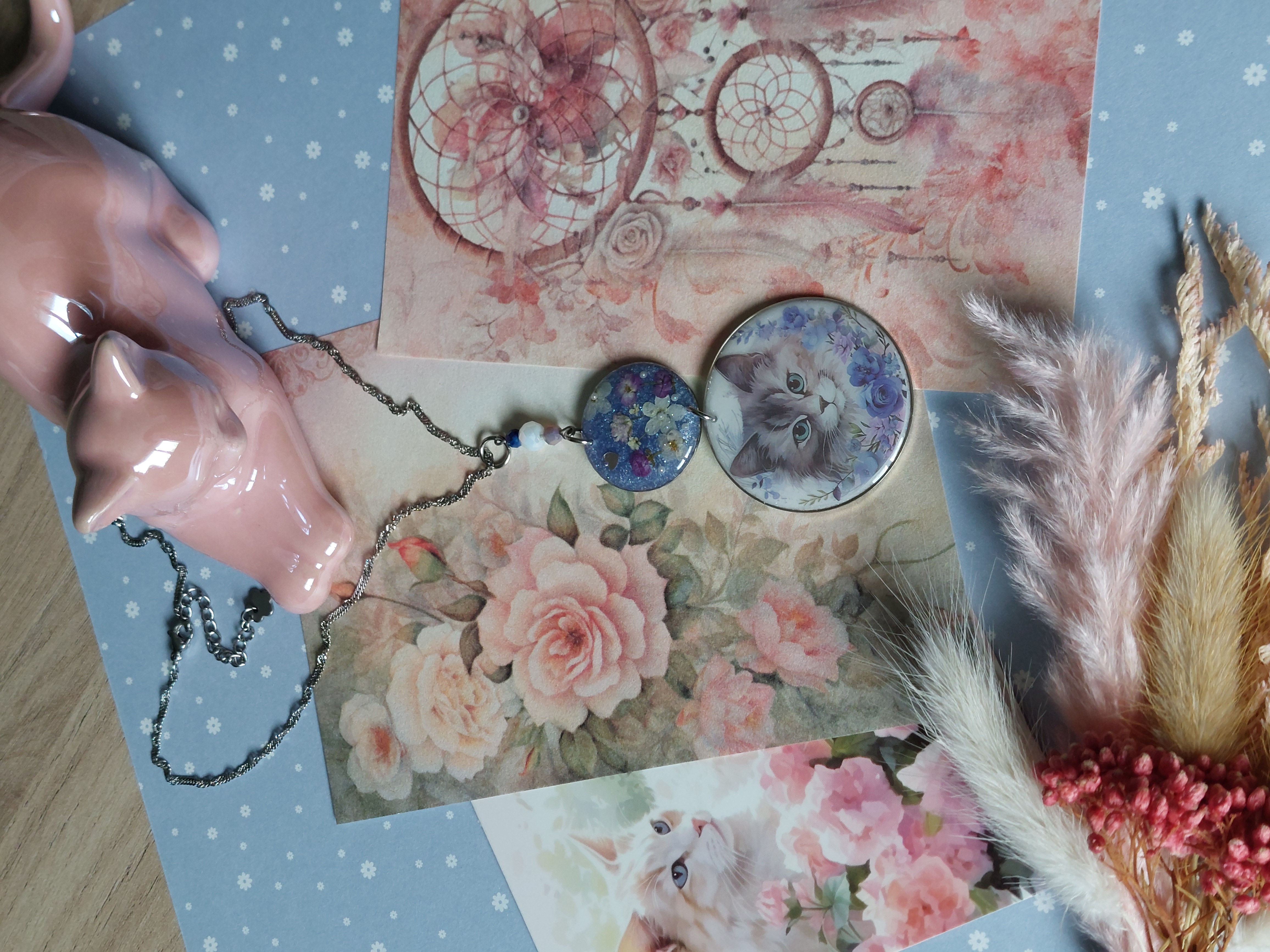 Collier collection "Les Chats Fleur Bleue" - modèle 1