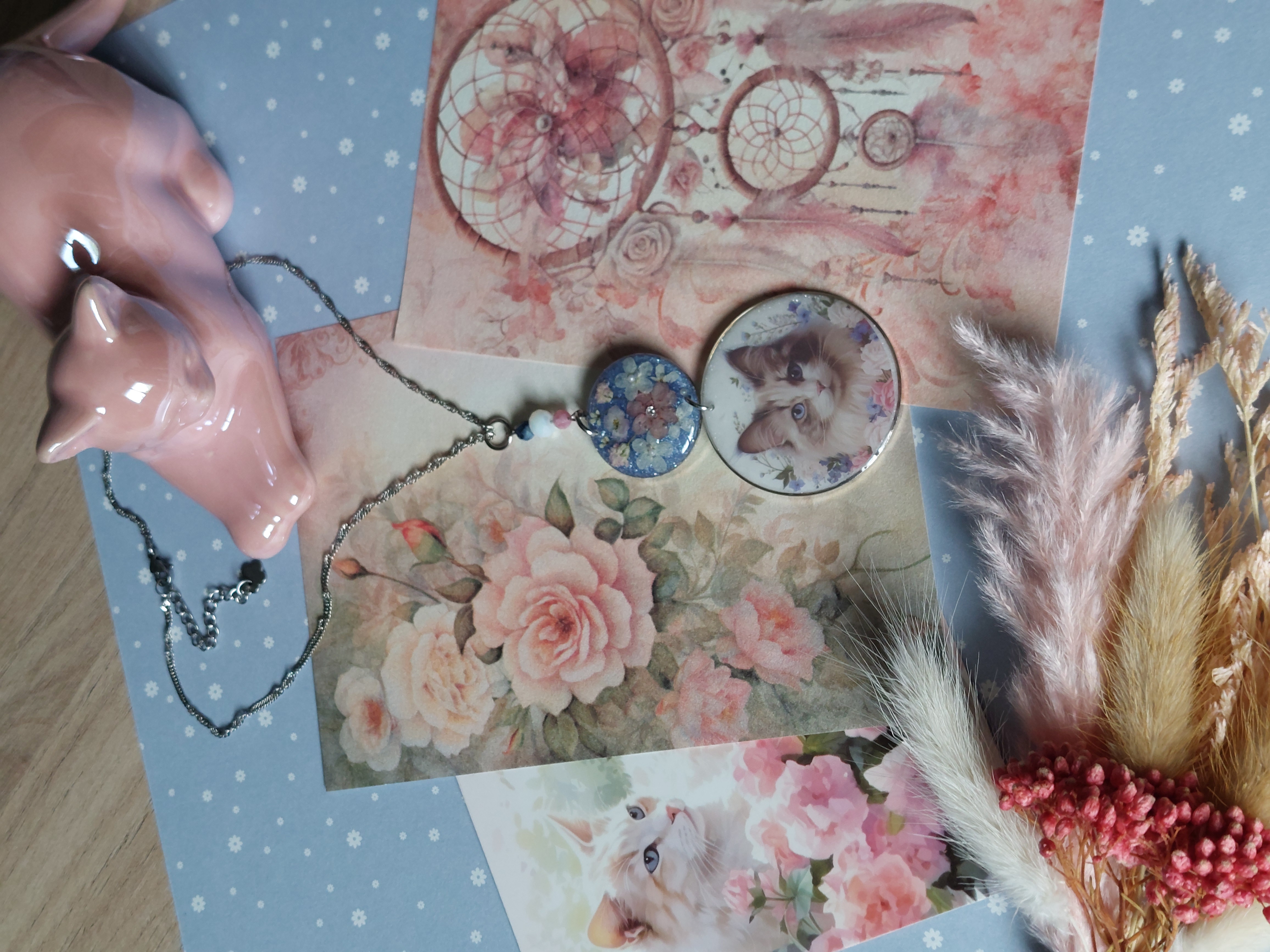 Collier collection "Les Chats Fleur Bleue" - modèle 2