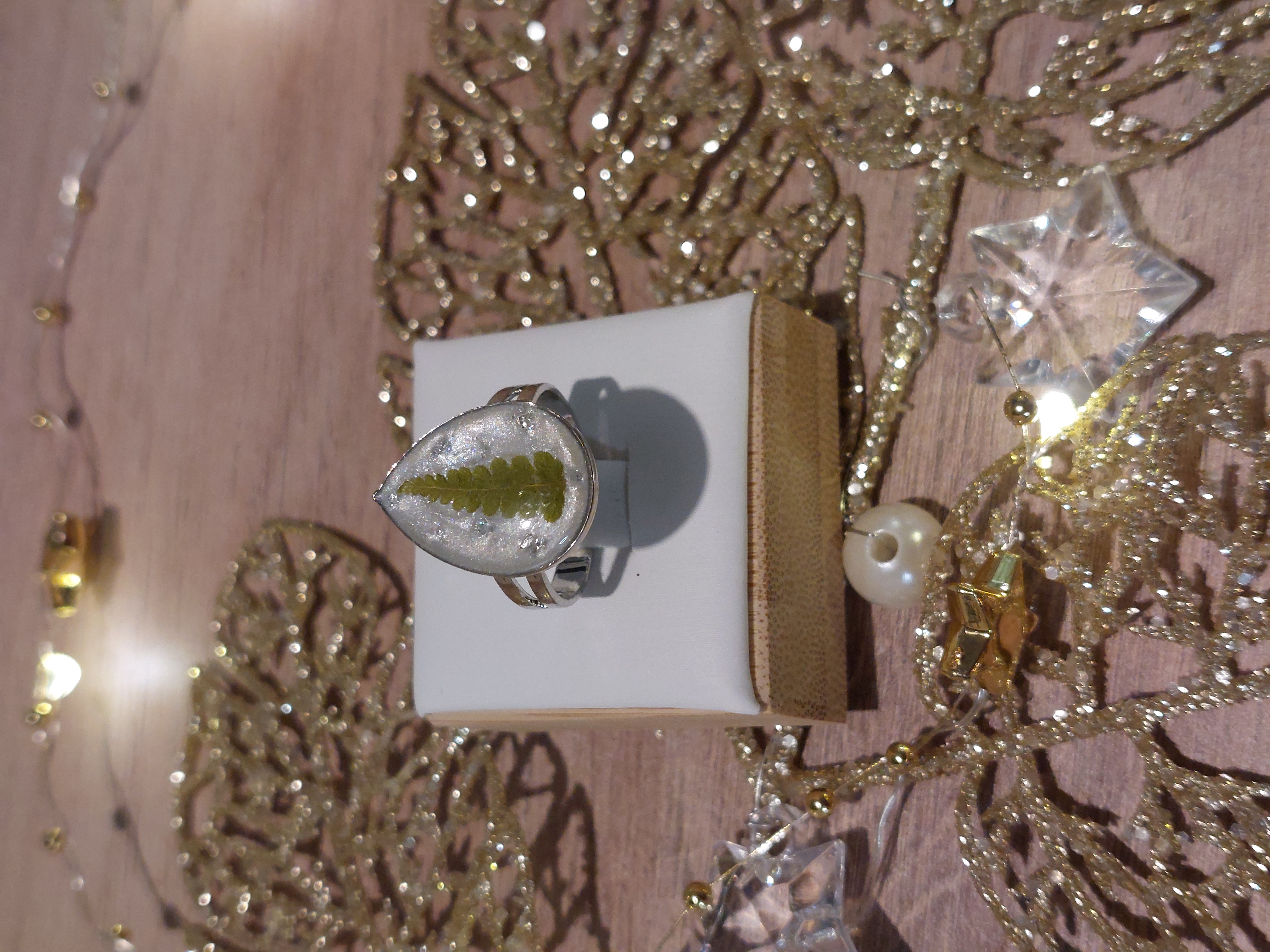 Bague Argentée Fougère (modèle goutte)