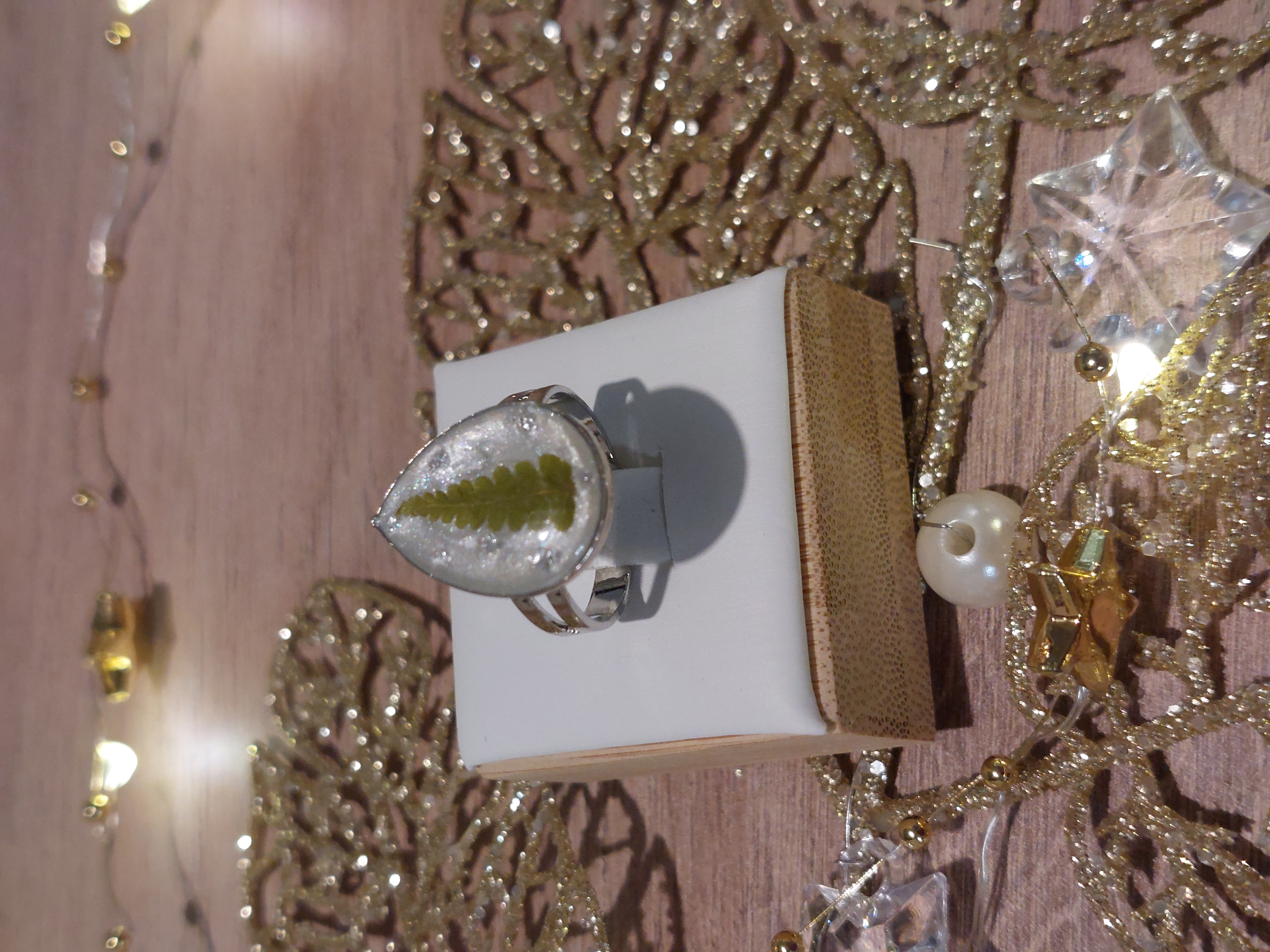 Bague Argentée Fougère (modèle goutte)