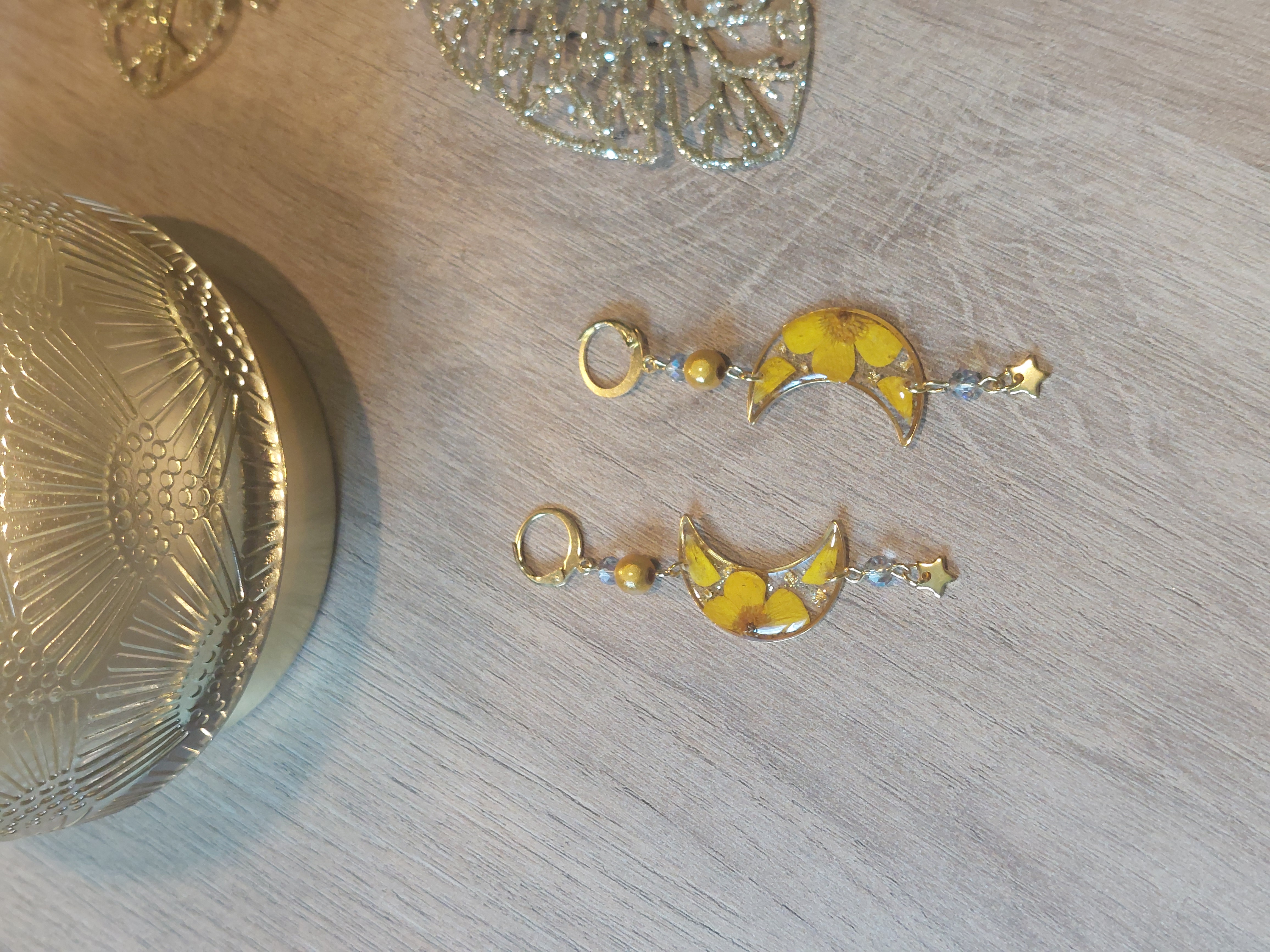 Fleur bouton d'or - perle jaune