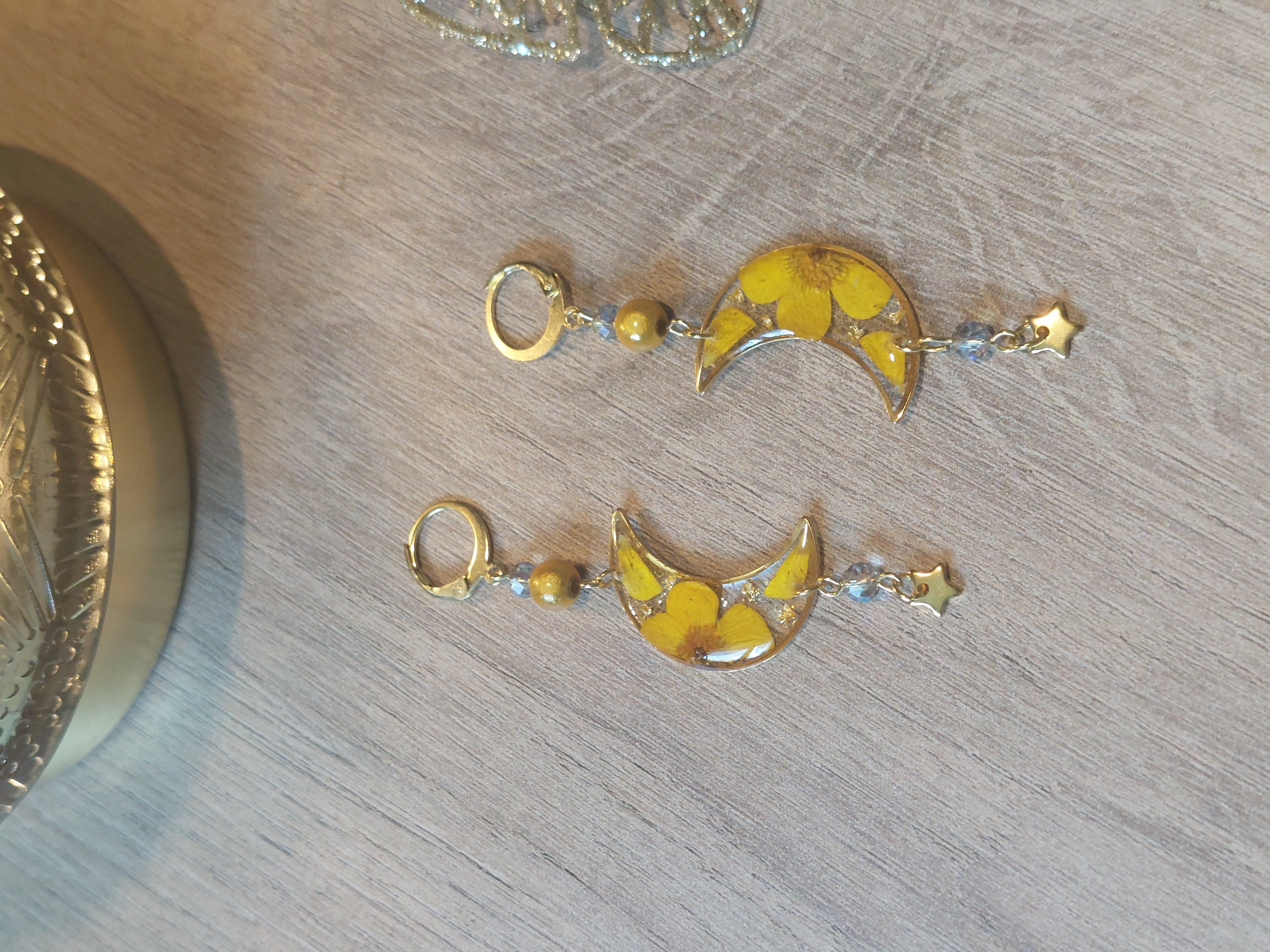 Fleur bouton d'or - perle jaune