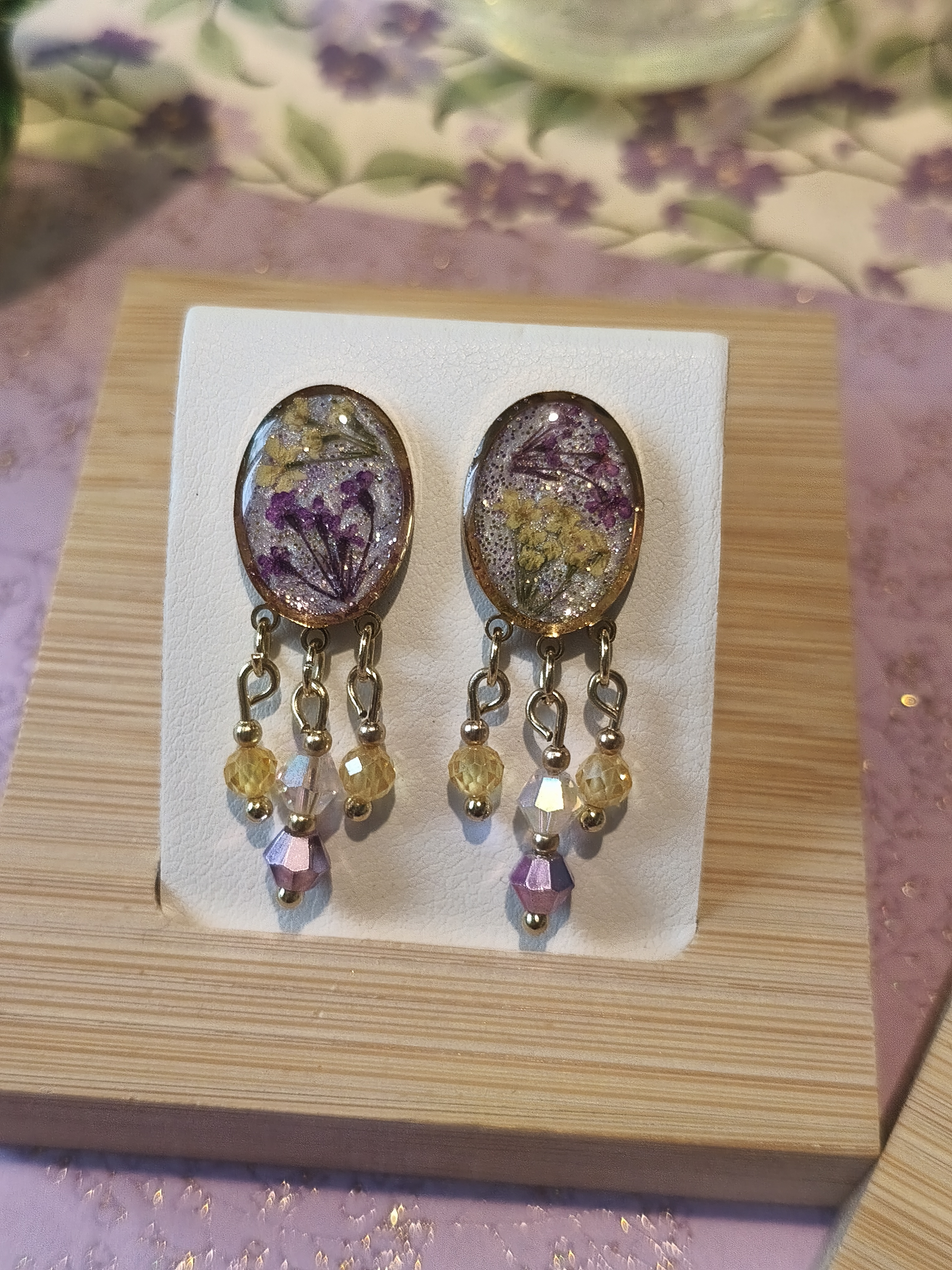 Boucles d'oreilles collection "Purple & Yellow Spring"