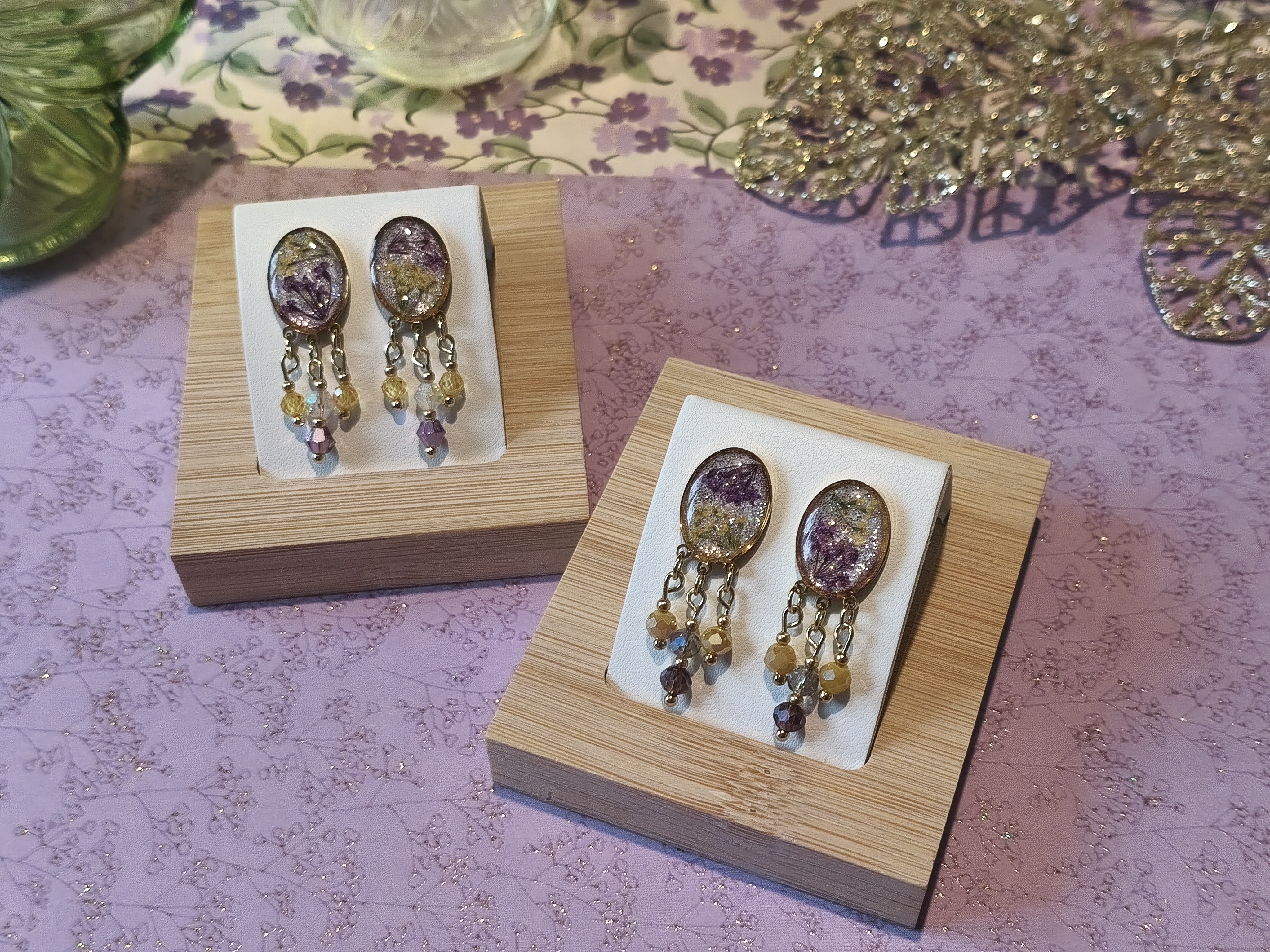 Boucles d'oreilles collection "Purple & Yellow Spring"