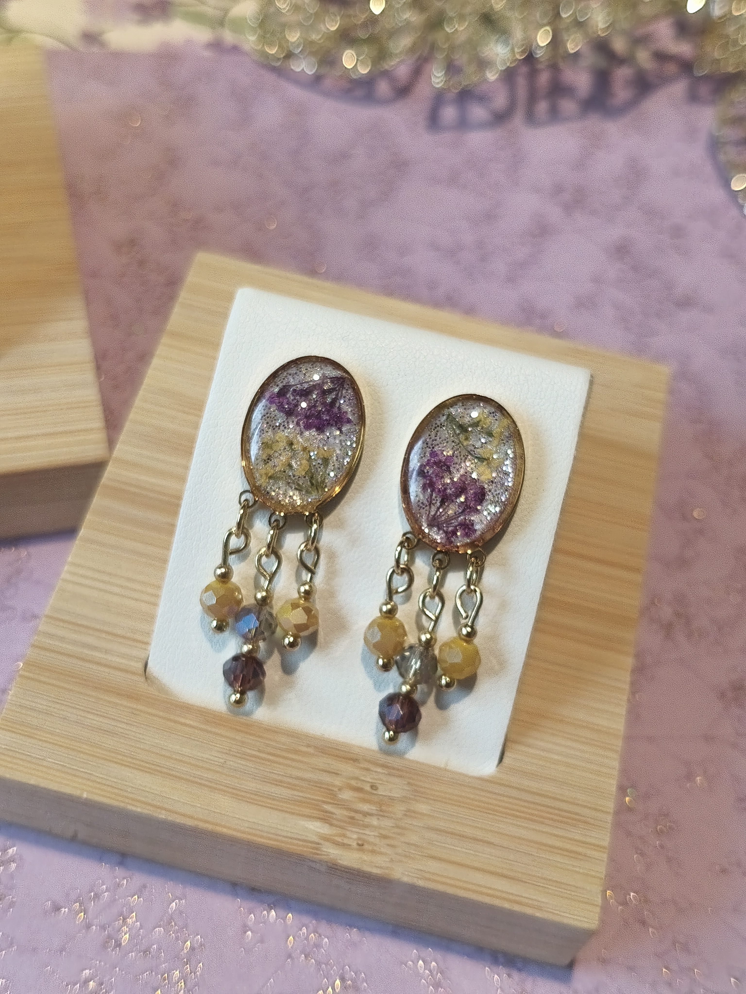 Boucles d'oreilles collection "Purple & Yellow Spring"