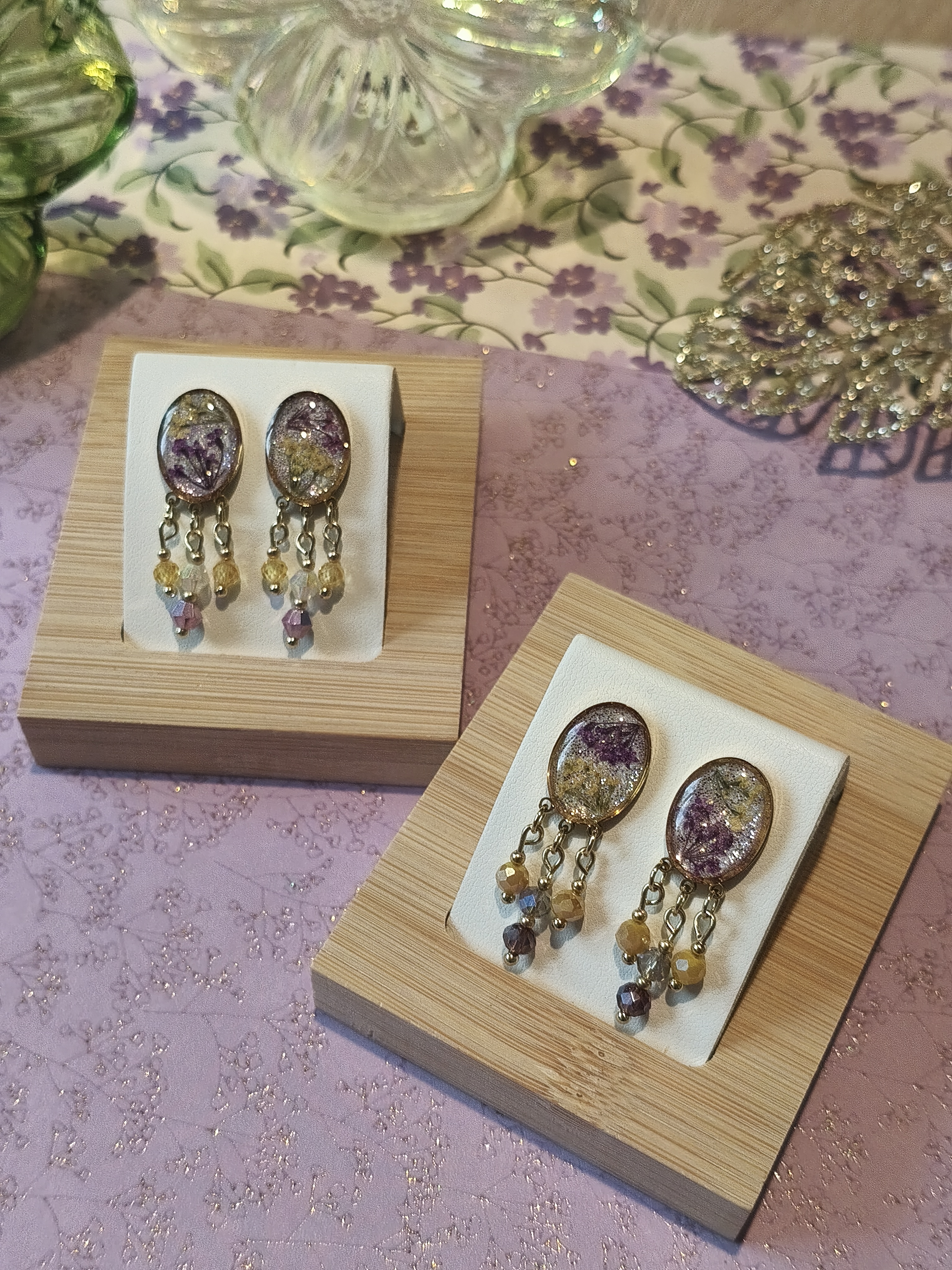 Boucles d'oreilles collection "Purple & Yellow Spring"