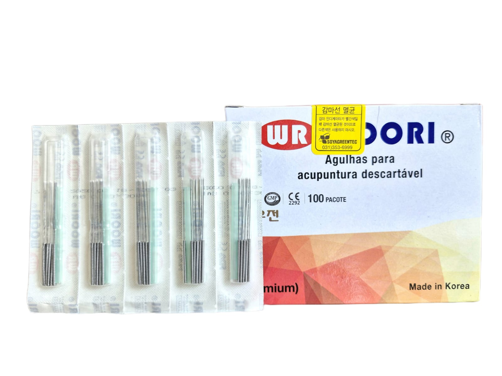 Agulhas para acupuntura Woori 0,25mm x 15mm com 1000 unidades