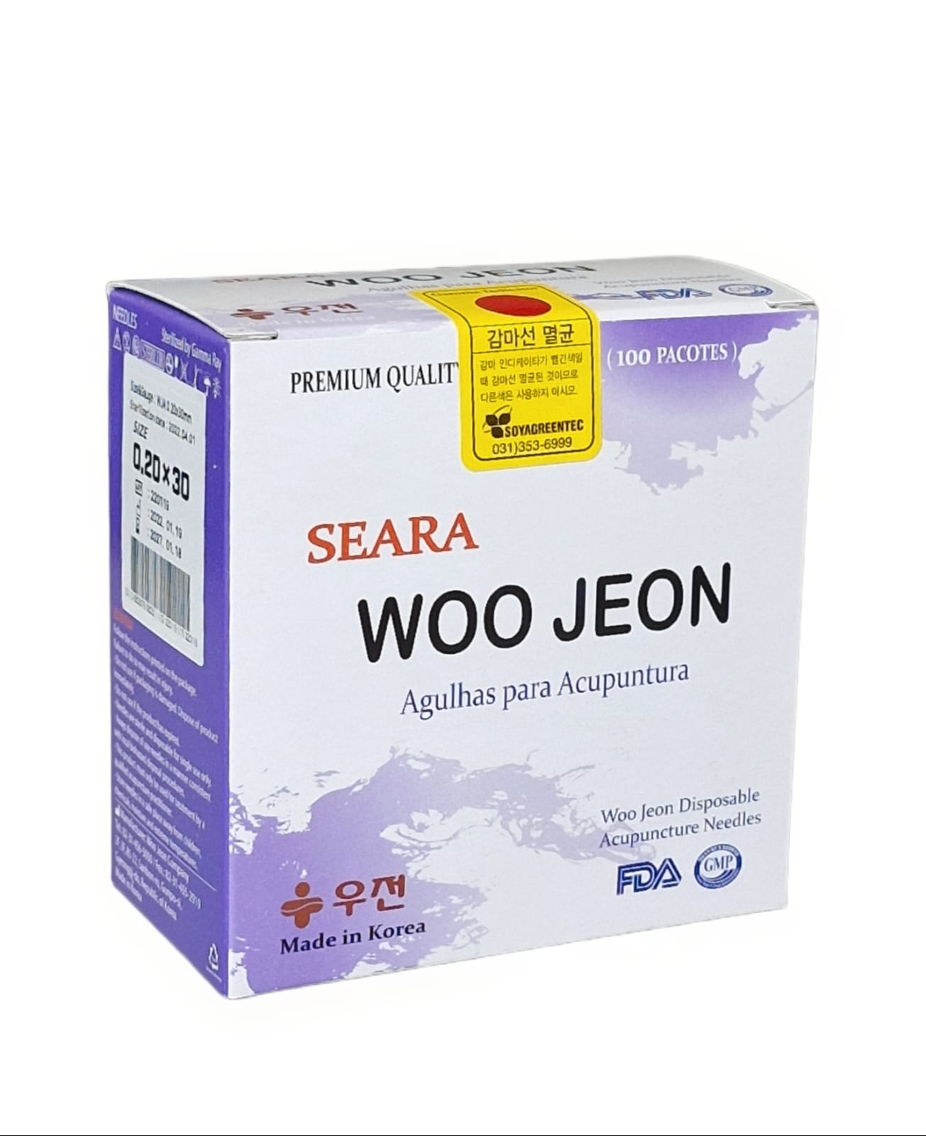Agulhas para acupuntura Woo Jeon 0,18mm x 8mm com 1000 unidades