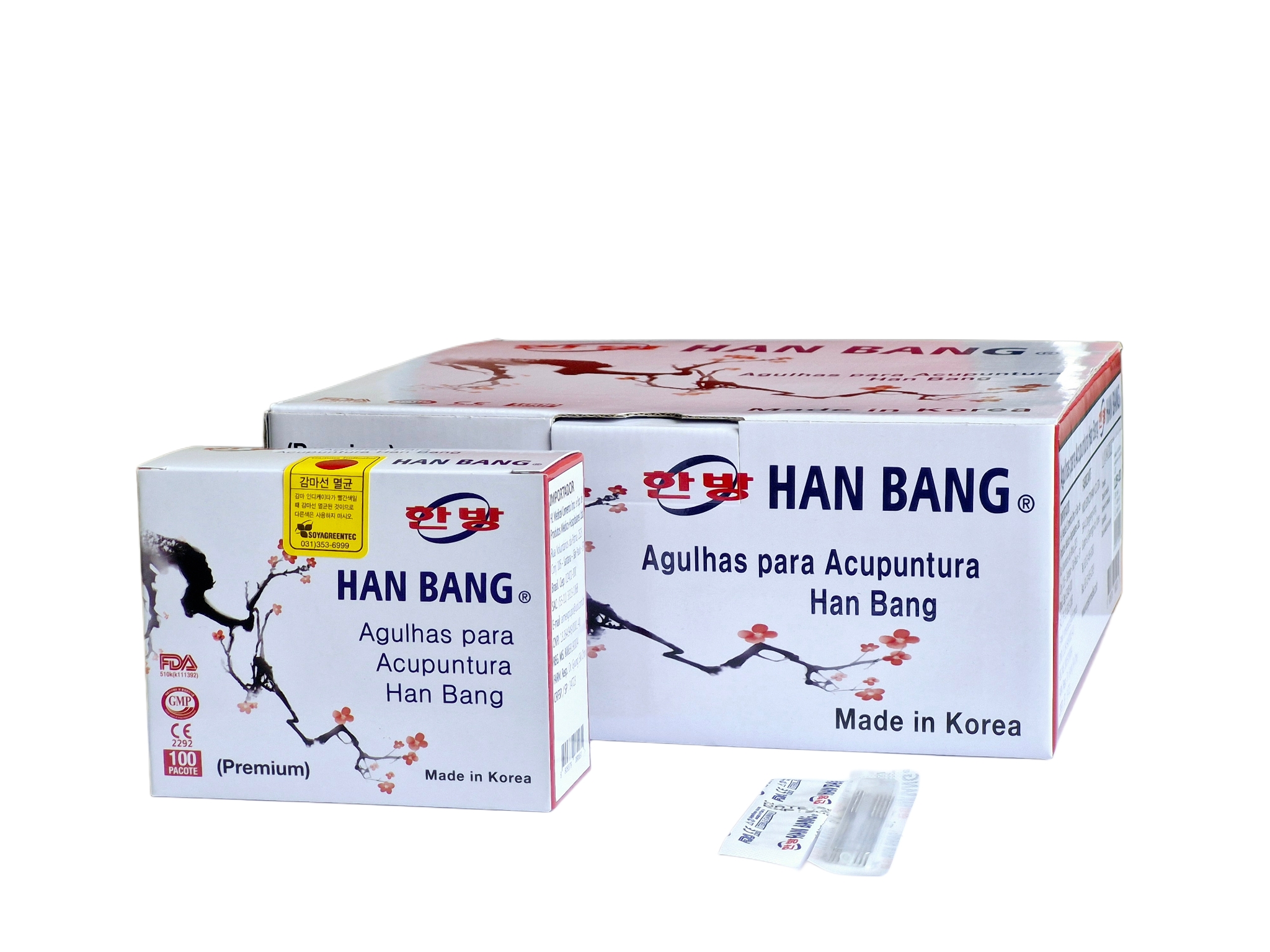 Agulhas para acupuntura Han Bang 0,20mm x 15mm com 1000 unidades