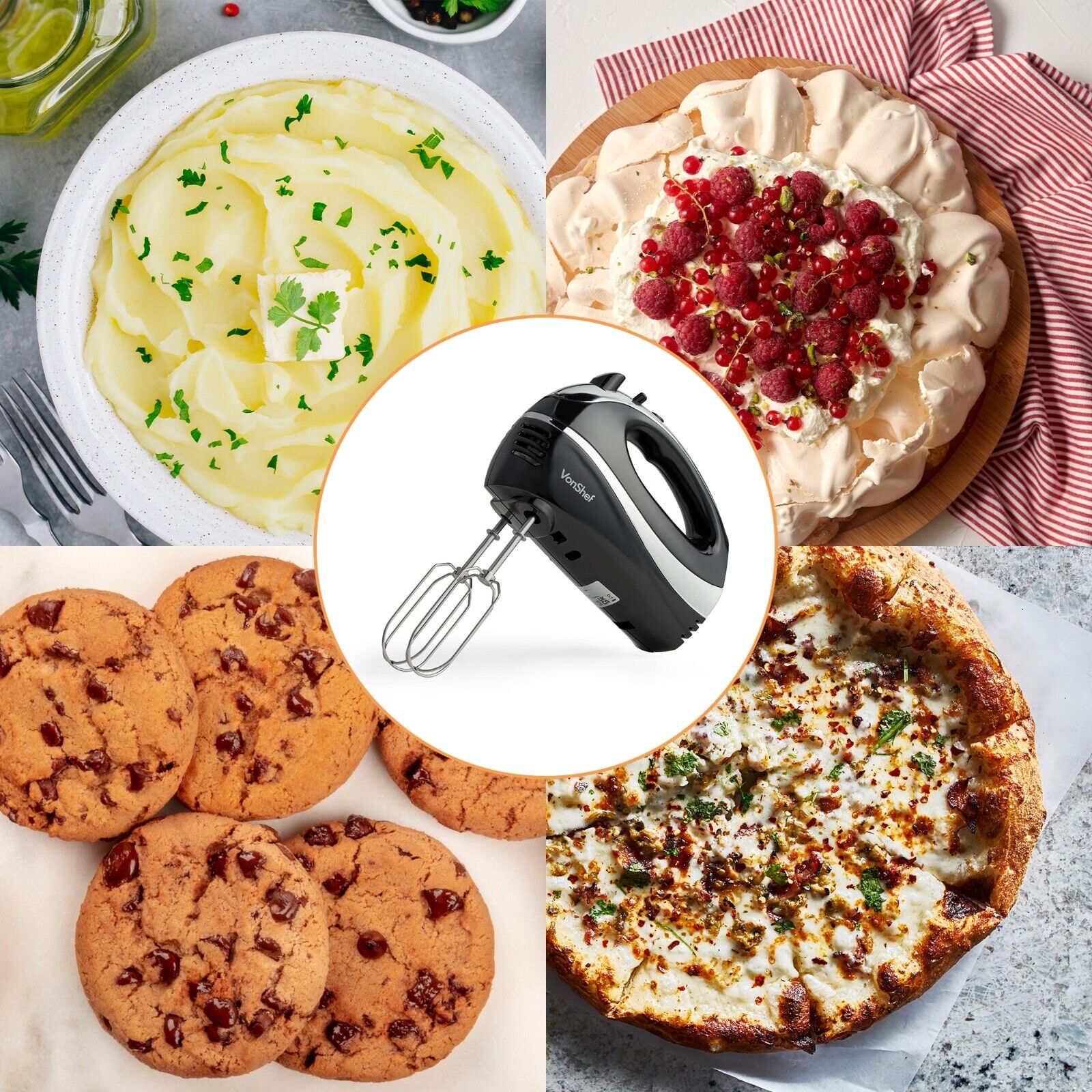 Hand Mixer Electric Whisk – Food Mixer for Baking, 5 Speeds – 300W