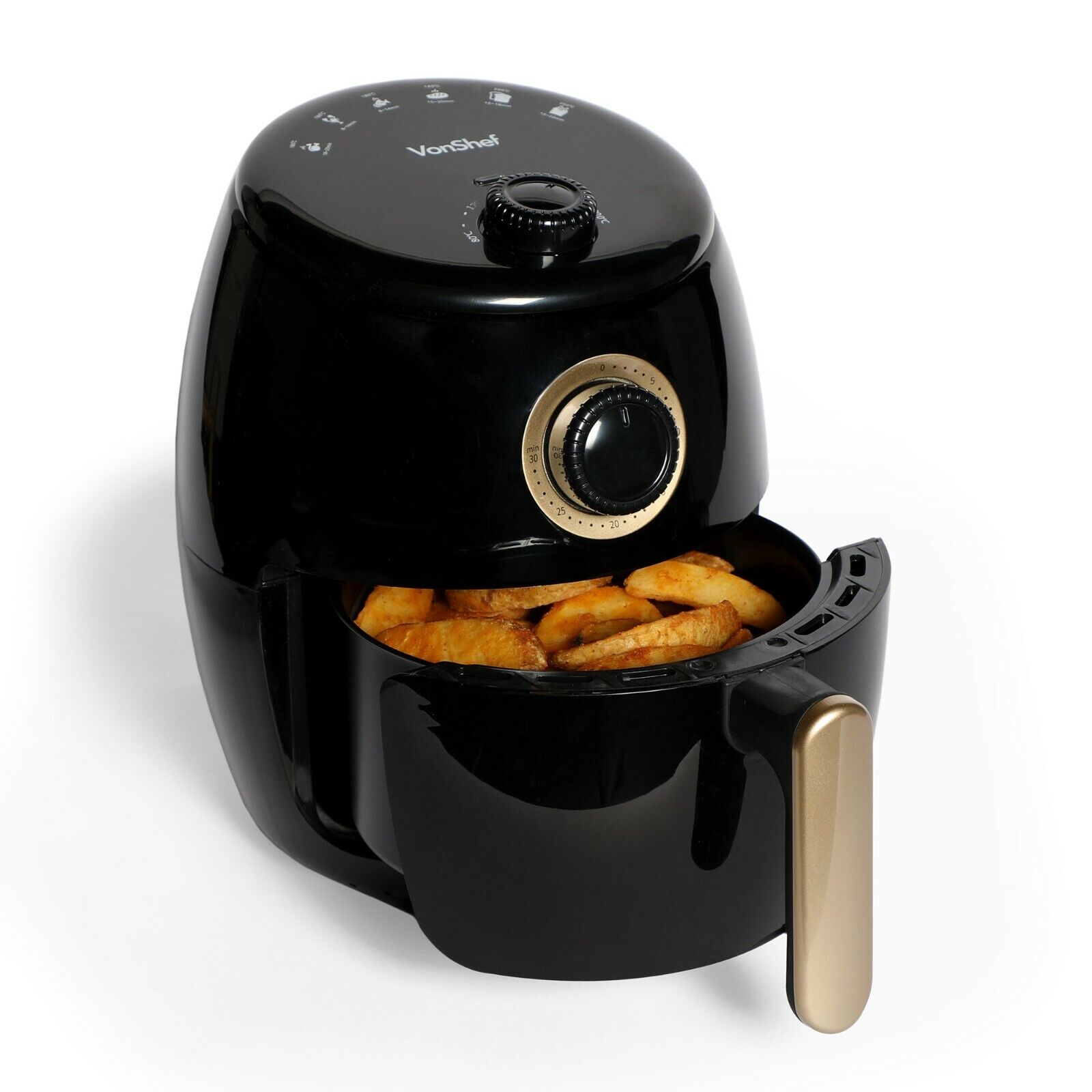 Air Fryer 2L – Small Airfryer 1000W with 30 Minute Timer, 80 - 200°C - Black
