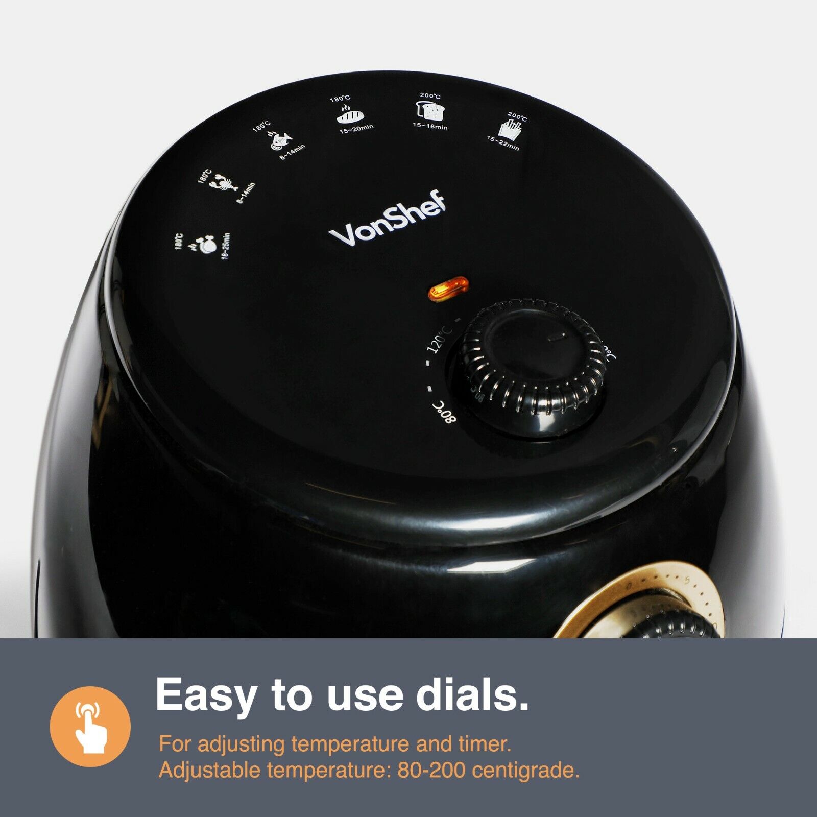 Air Fryer 2L – Small Airfryer 1000W with 30 Minute Timer, 80 - 200°C - Black