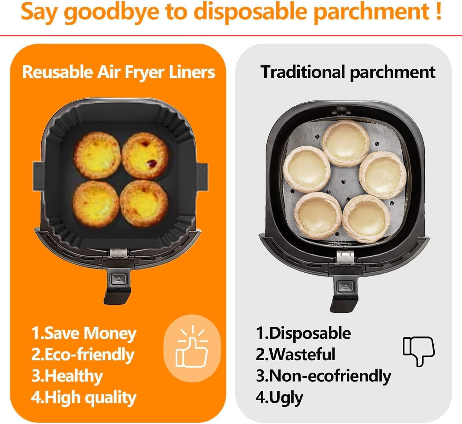 Air Fryer Silicone Pot Baking Basket Oven Non Stick Liners Microwavable Reusable