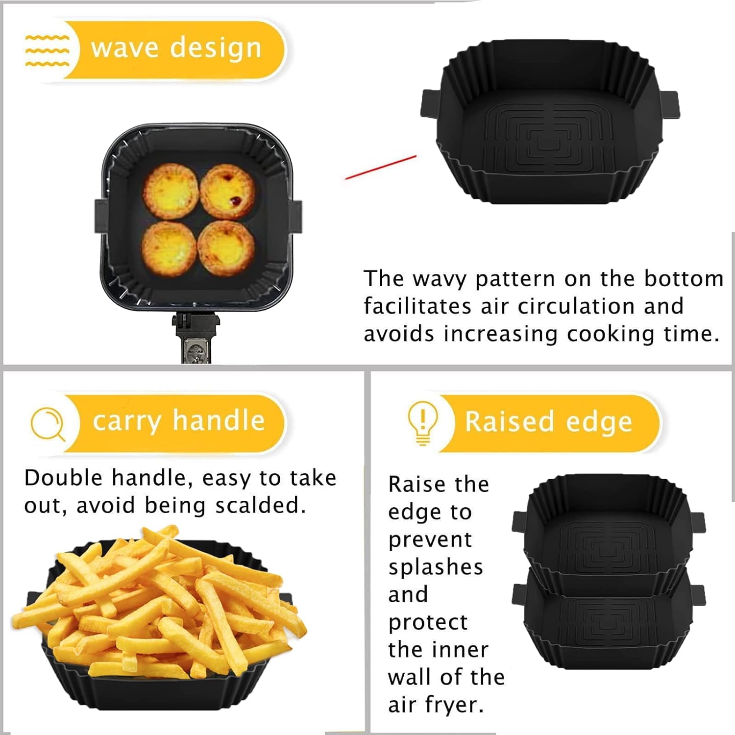 Air Fryer Silicone Pot Baking Basket Oven Non Stick Liners Microwavable Reusable
