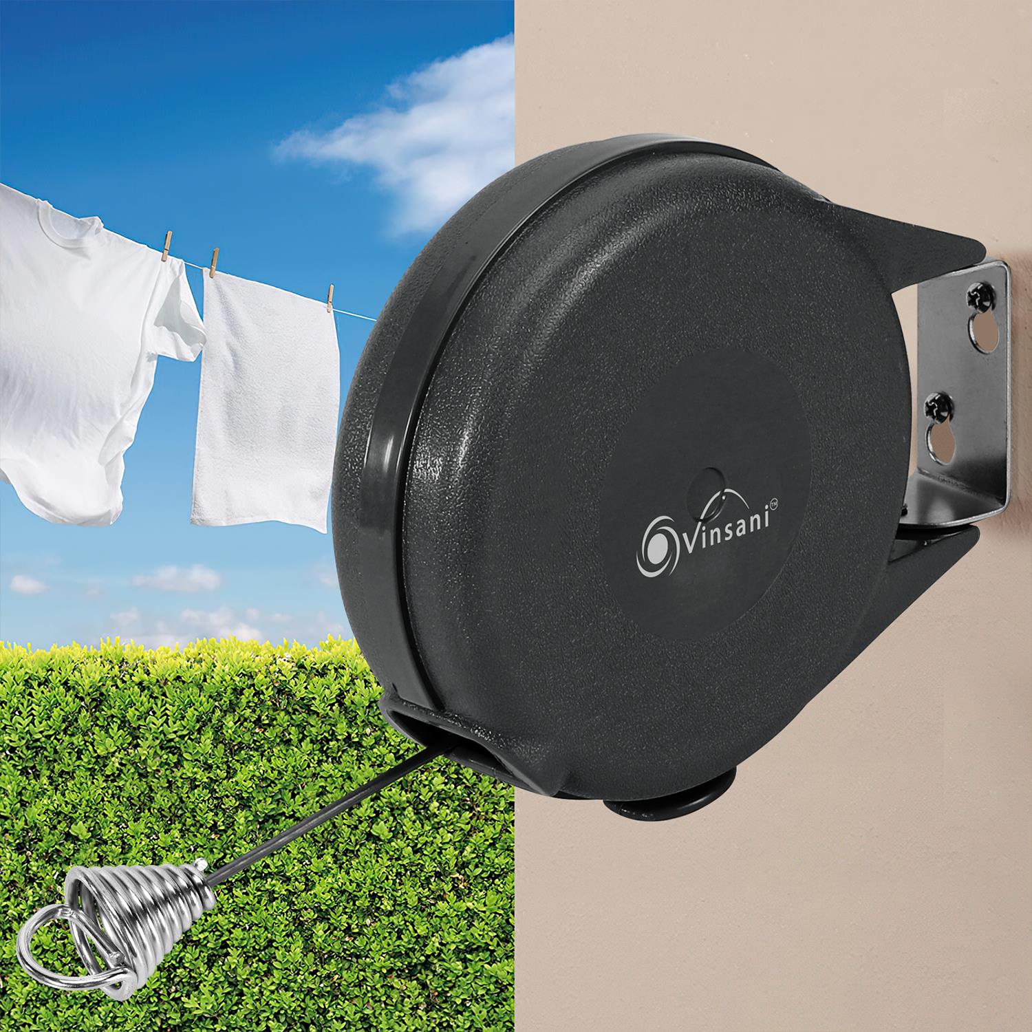 15M Retractable Reel Clothes Lines Washing Line Wall Mounted Heavy Duty