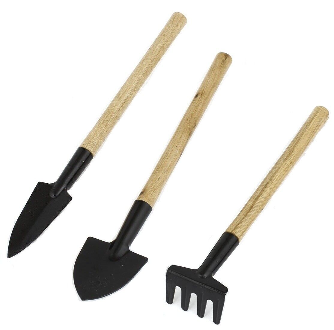 Set of Mini Gardening Tools Includes Pot Rake Trowel And Shovel Wooden Plants