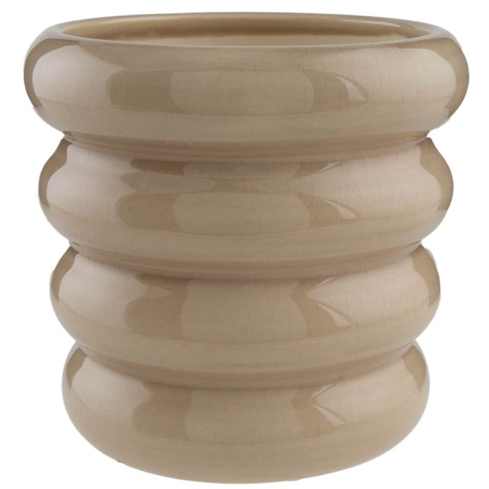 Pepco Beige Ceramic Plant Pot Cover Wrinkles