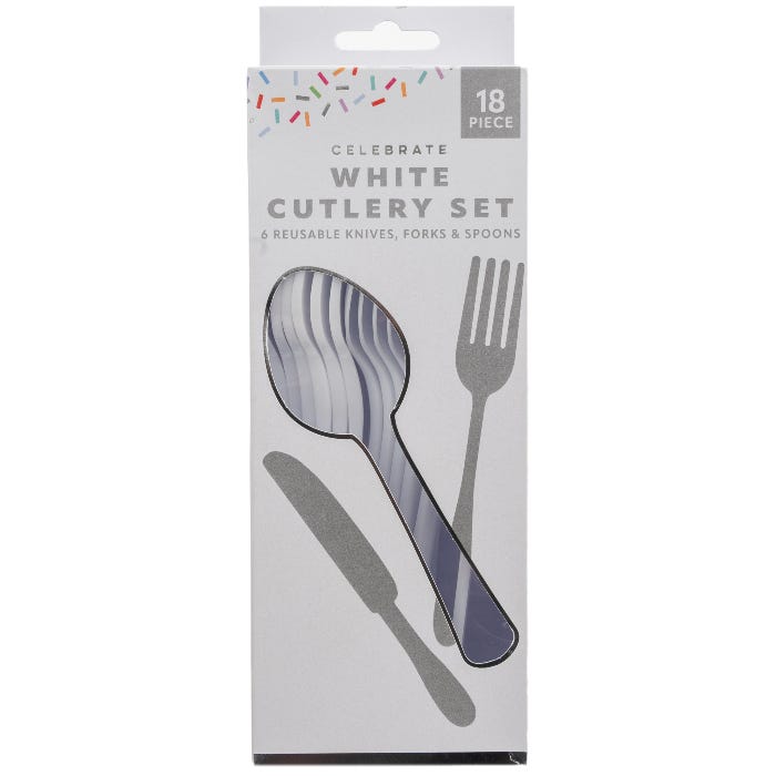 White Cutlery Set, (18 Piece)