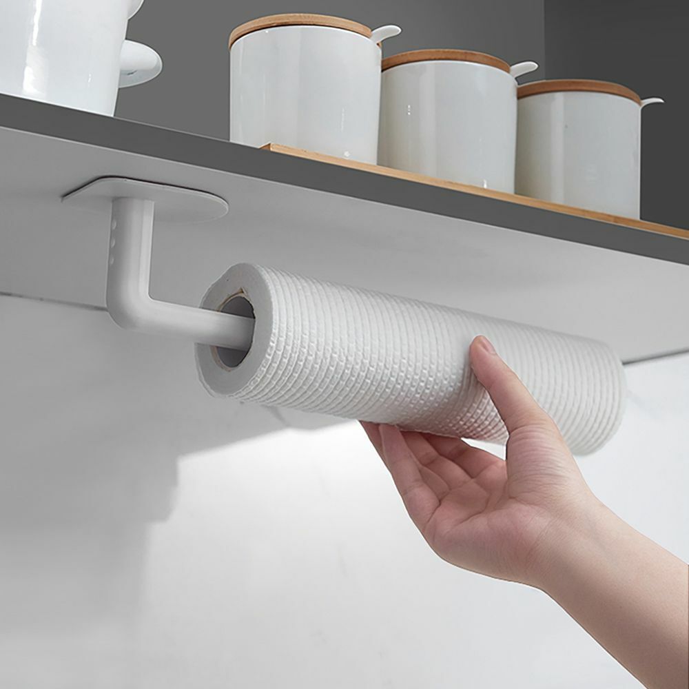 ABS Self-adhesive Accessories Under Cabinet Paper Roll Rack Towel Holder Kitchen