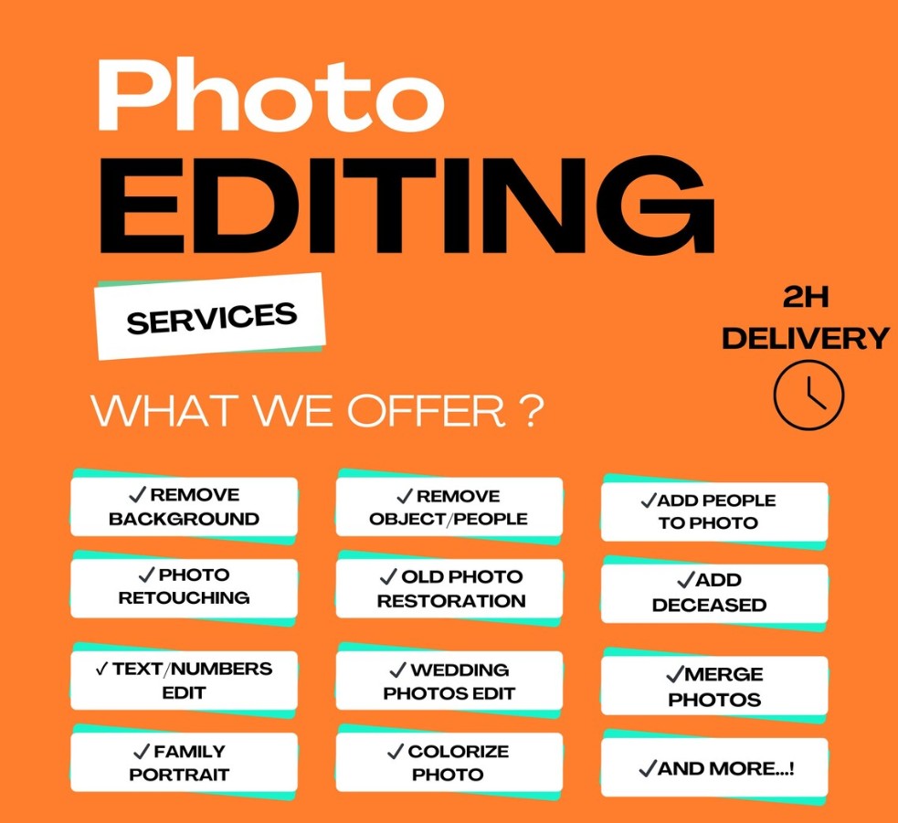 60 x Photo Editing Service, Custom Photo editing, Photoshop service, Wedding photo editing services, Remove people from photos, Photo restoration