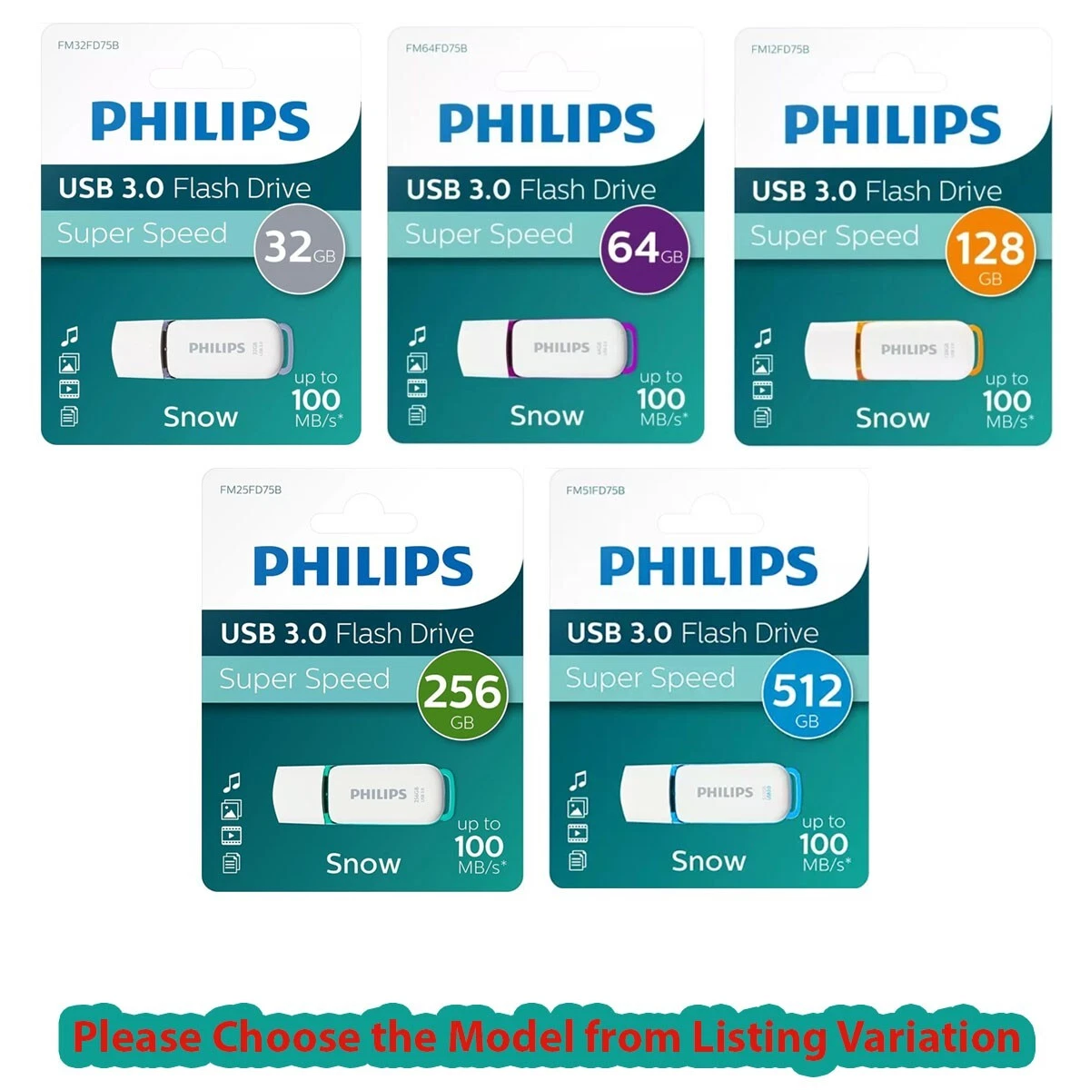 PHILIPS 64/128/256 GB Snow HIGH SPEED USB 3.0 Flash Drive Memory Stick Pen Drive