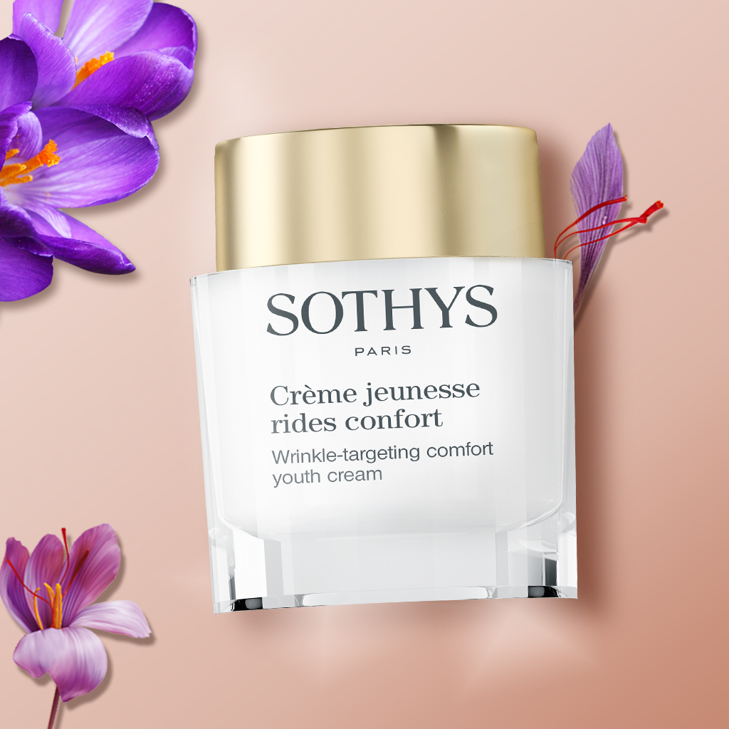 Sothys Raukšles veikiantis raminamasis jaunystės kremas comfort 50ml – nuo raukšlių, sausai ir jautriai odai, giliai maitinantis ir raminantis, anti-aging