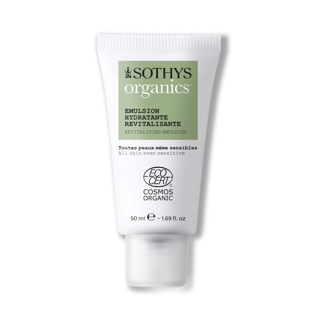 Sothys Organics Atgaivinanti Drėkinamoji Emulsija, Ekologiška, Vegan, Drėkinanti, Skaistinanti, Lengva Tekstūra, Švytėjimas, Visų Tipų Odai, 50ml