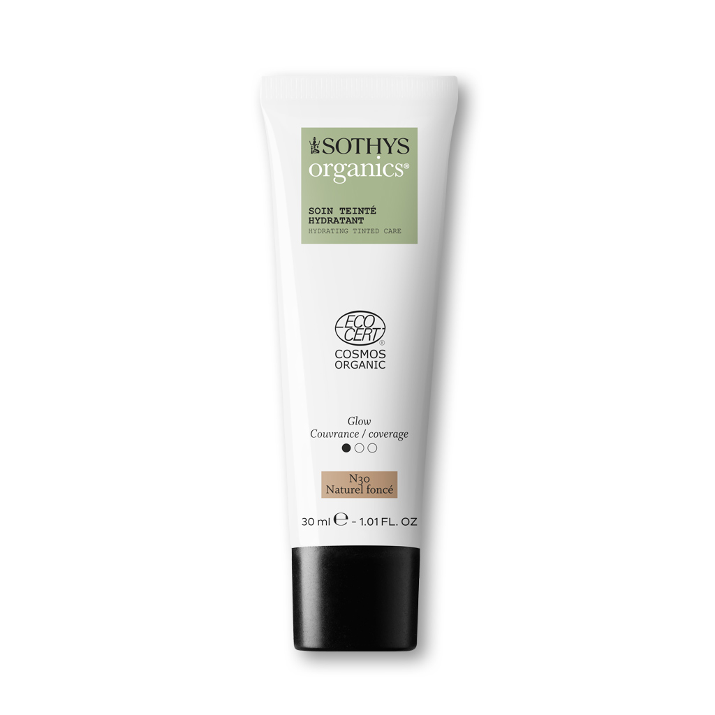 Sothys Organics Drėkinamasis Kremas su Atspalviu – N30 Naturel Fonce, Ekologiškas, Vegan, Drėkinantis, Švytintis, Odos Toną Lyginantis, 30ml