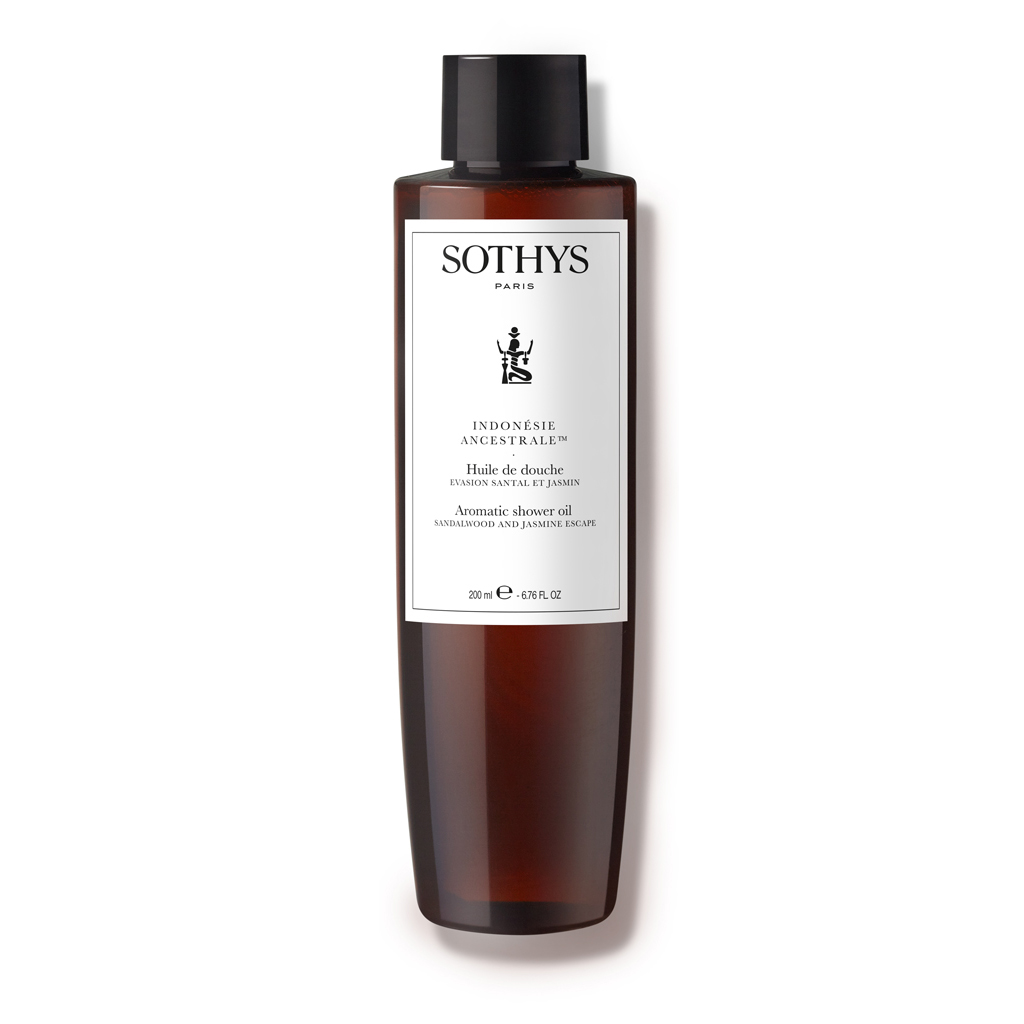 Sothys Aromatinis Dušo Aliejus Indonésie Ancestrale™ Santalo ir Jazminų Kvapo Escape 200ml – Prabangus Atsipalaidavimas ir Švelnus Valymas Jūsų Odai