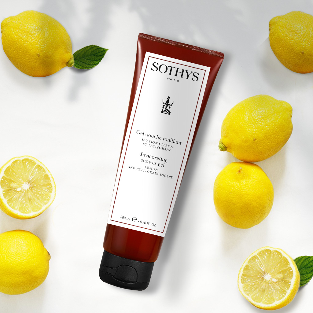 Sothys Dušo Želė Lemon and Petitgrain Escape 200ml – Atgaivinanti Citrusinių Vaisių ir Žalių Natų Energija Jūsų Duše