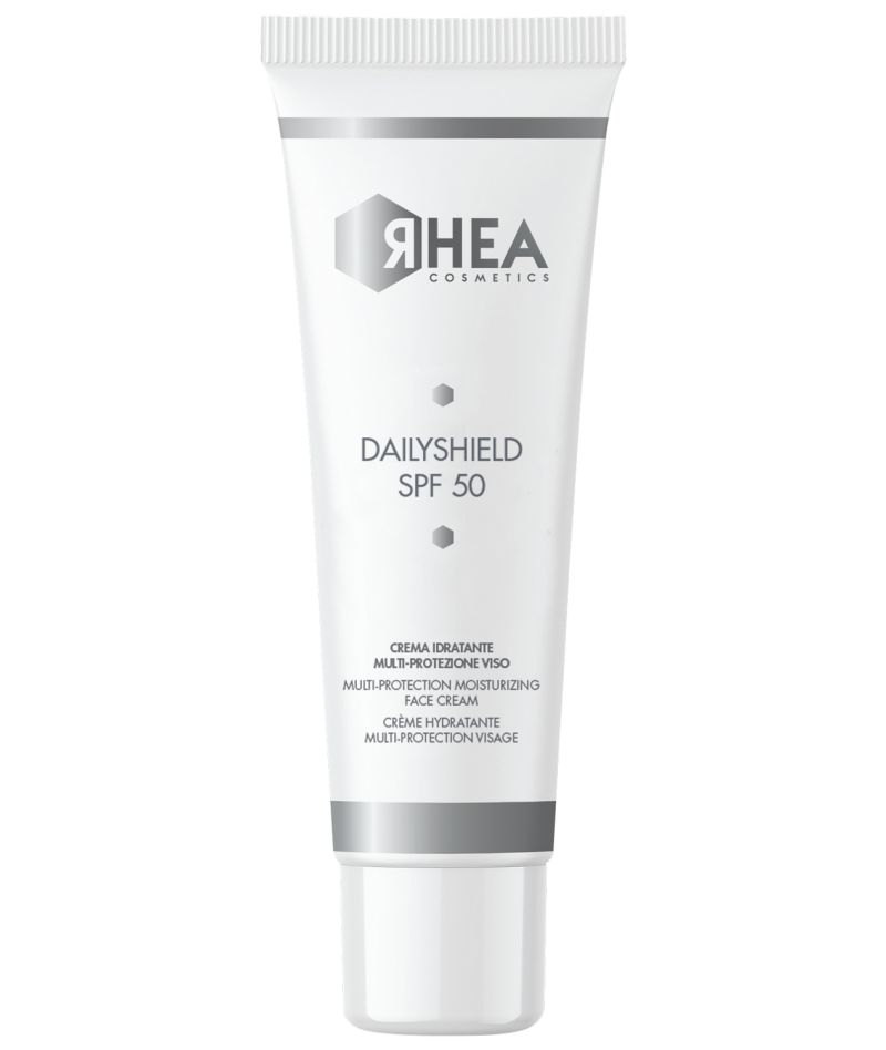 Rhea DailyShield SPF50+ veido skydas, apsauga nuo saulės - UVA, UVB, mėlyna šviesa, pigmentacija, skaistina odą, 30ml