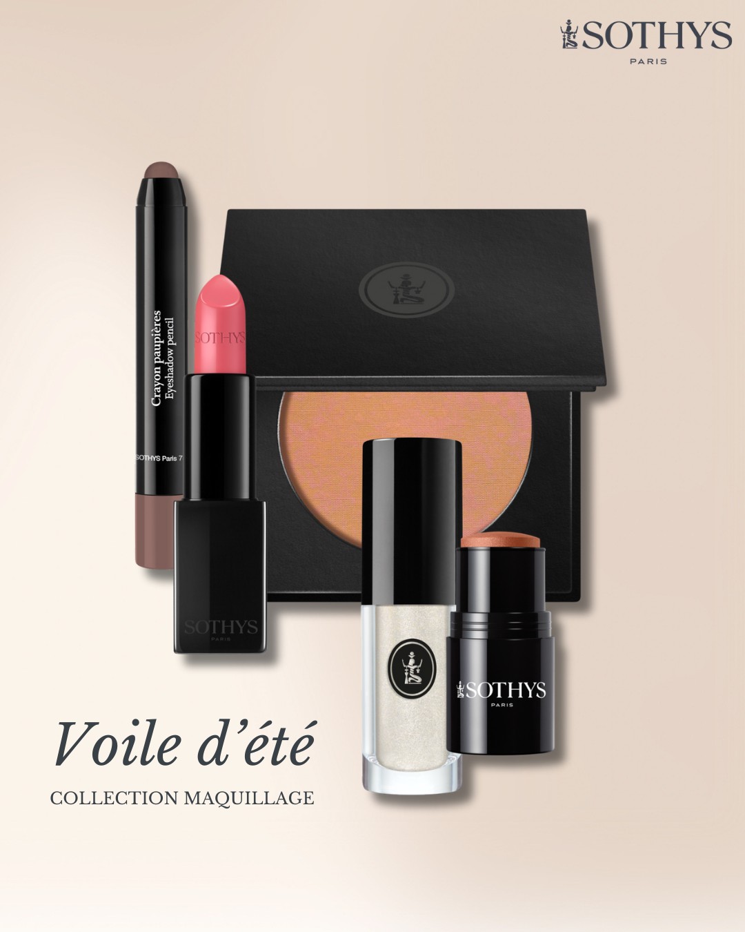 Sothys Rouge Intense lūpų dažai, 250 Les Sablons - drėkinantys, satininiai, ilgai išliekantys, 3.5g