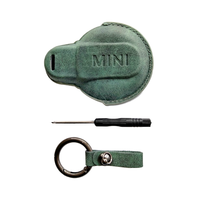 Olijfgroene suède sleutelcover