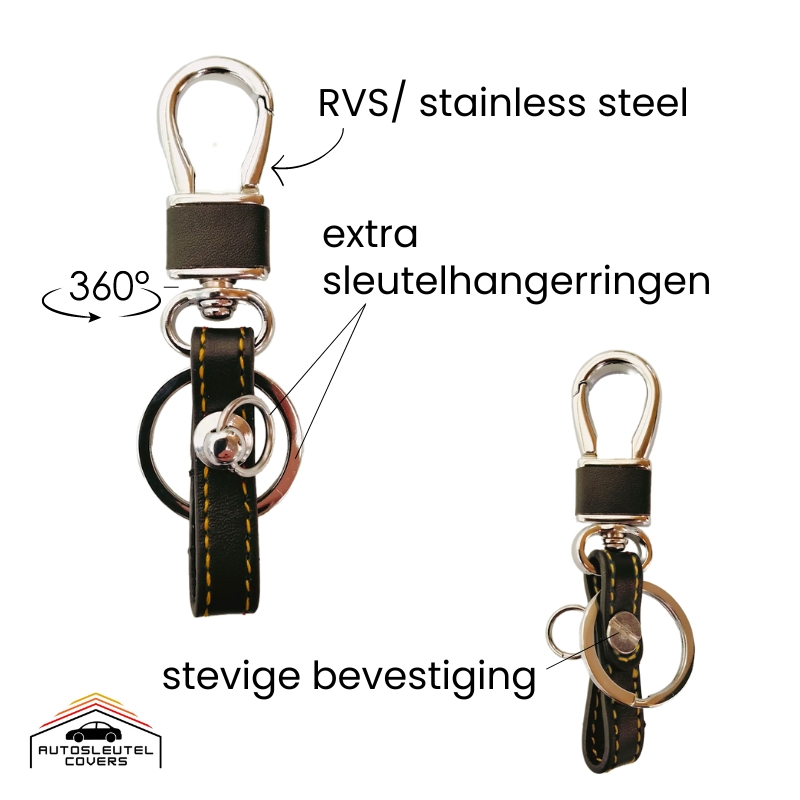 Zwarte lederen cover met okerbruine stiksels