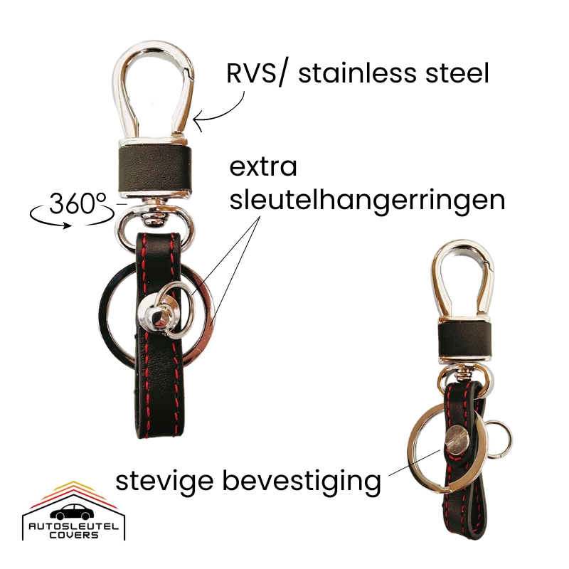 Zwarte lederen cover met rood stiksel