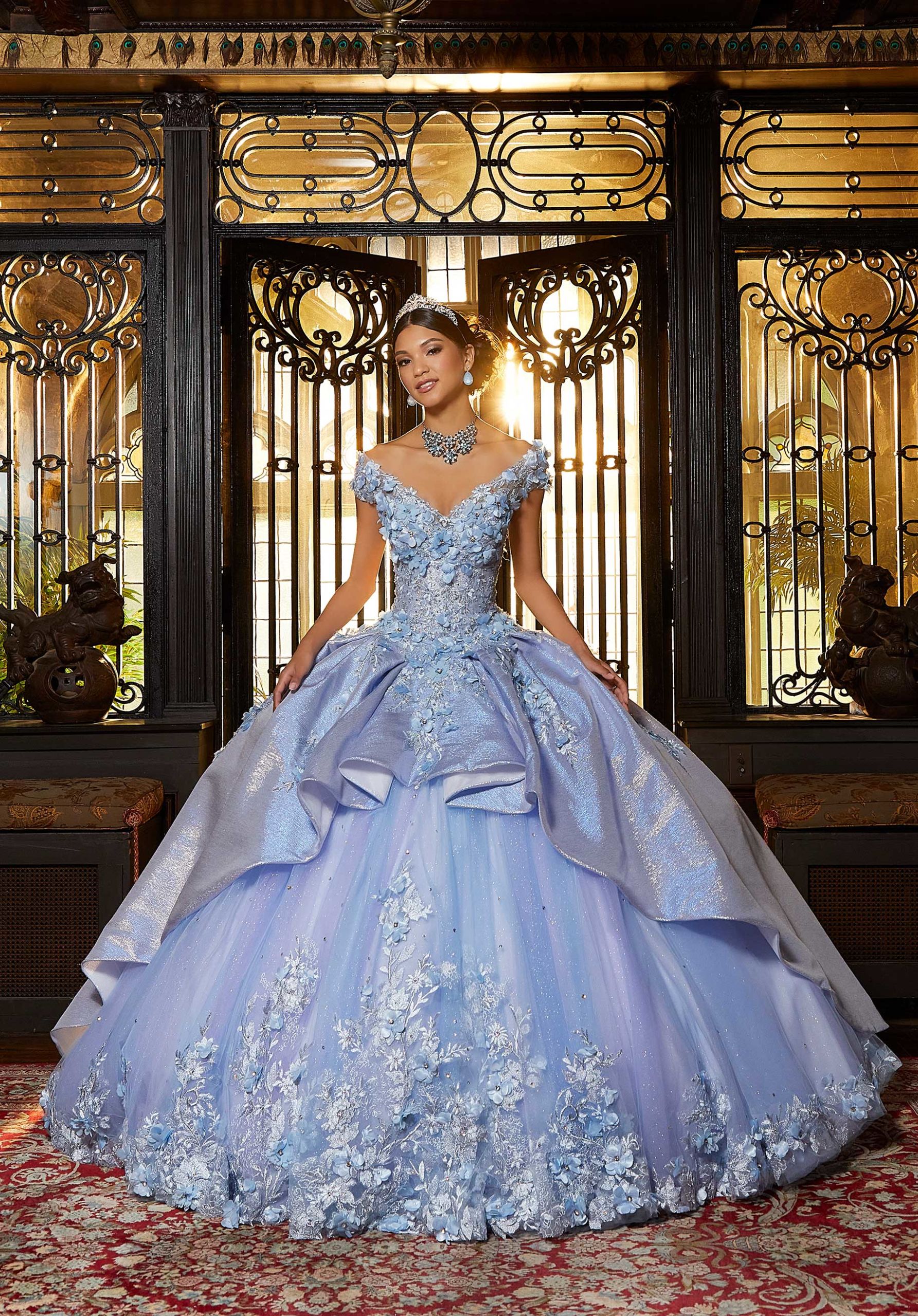 Iridescent Crystal Beaded Quinceañera Dress