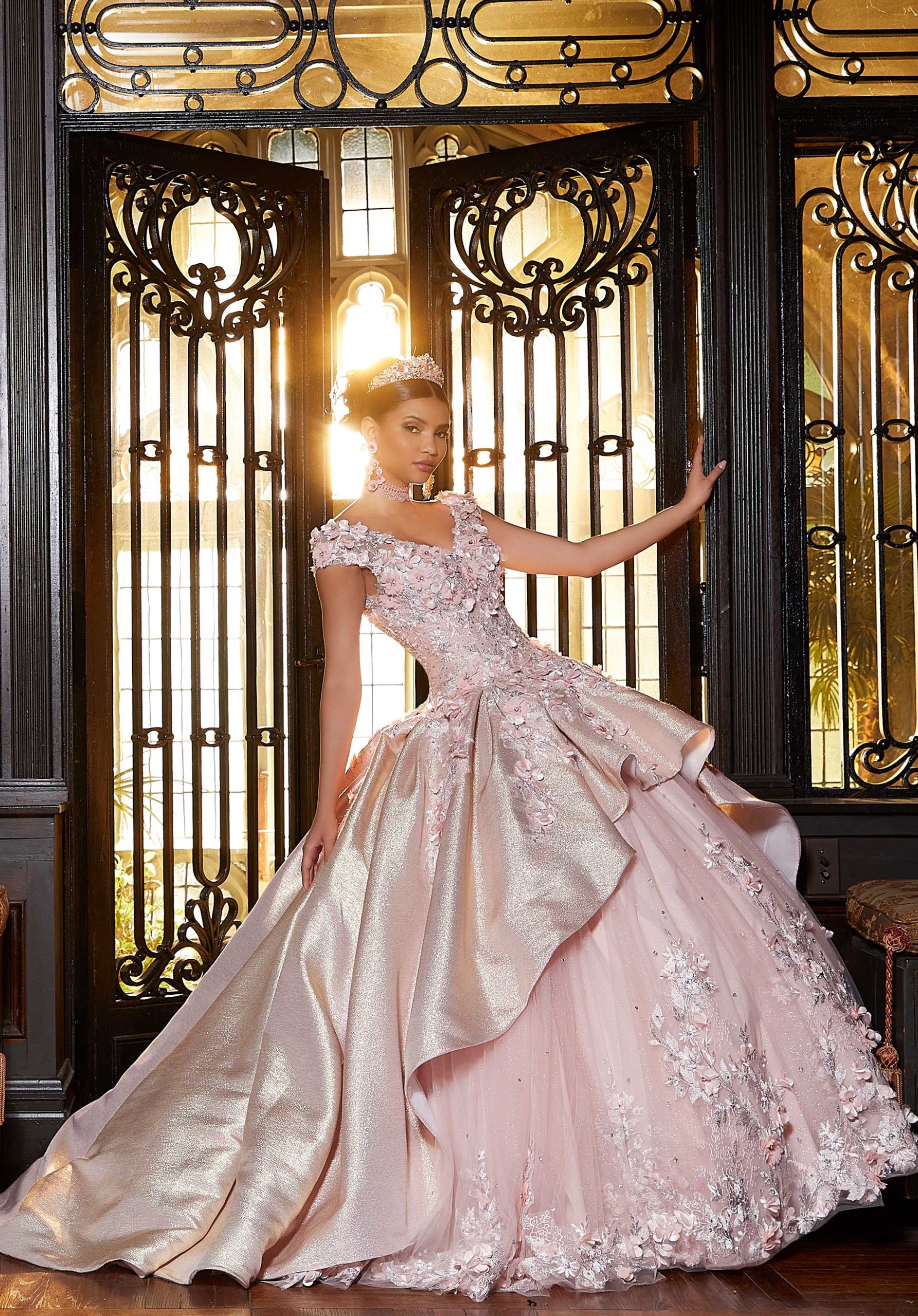 Iridescent Crystal Beaded Quinceañera Dress