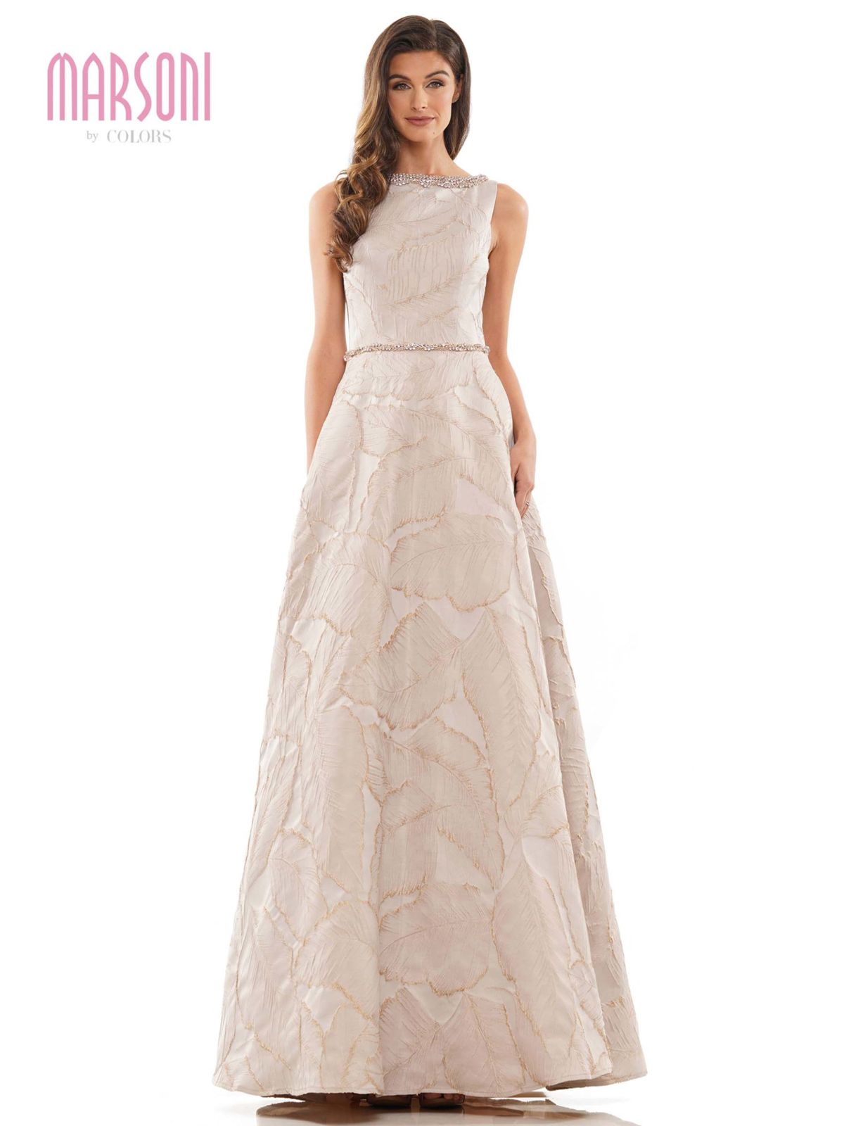 Bateau Neckline Leaf Print Dress