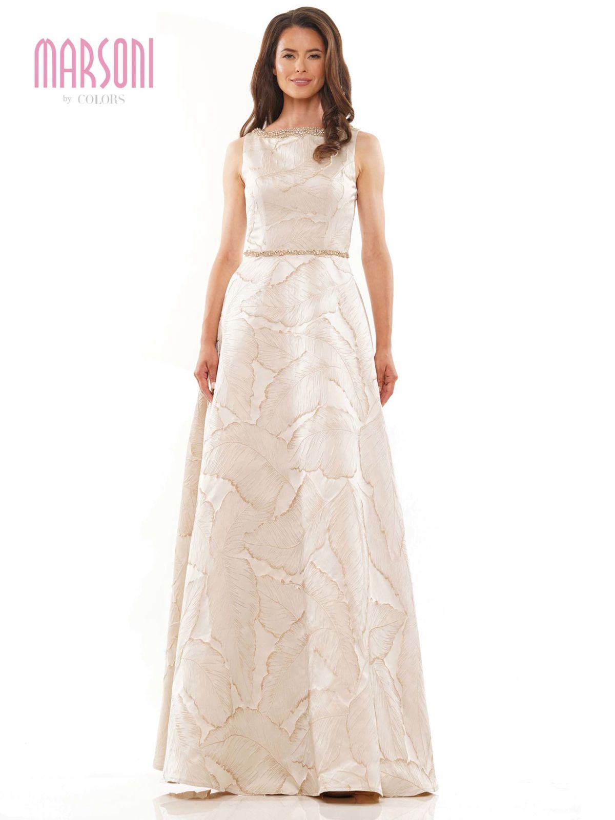 Bateau Neckline Leaf Print Dress