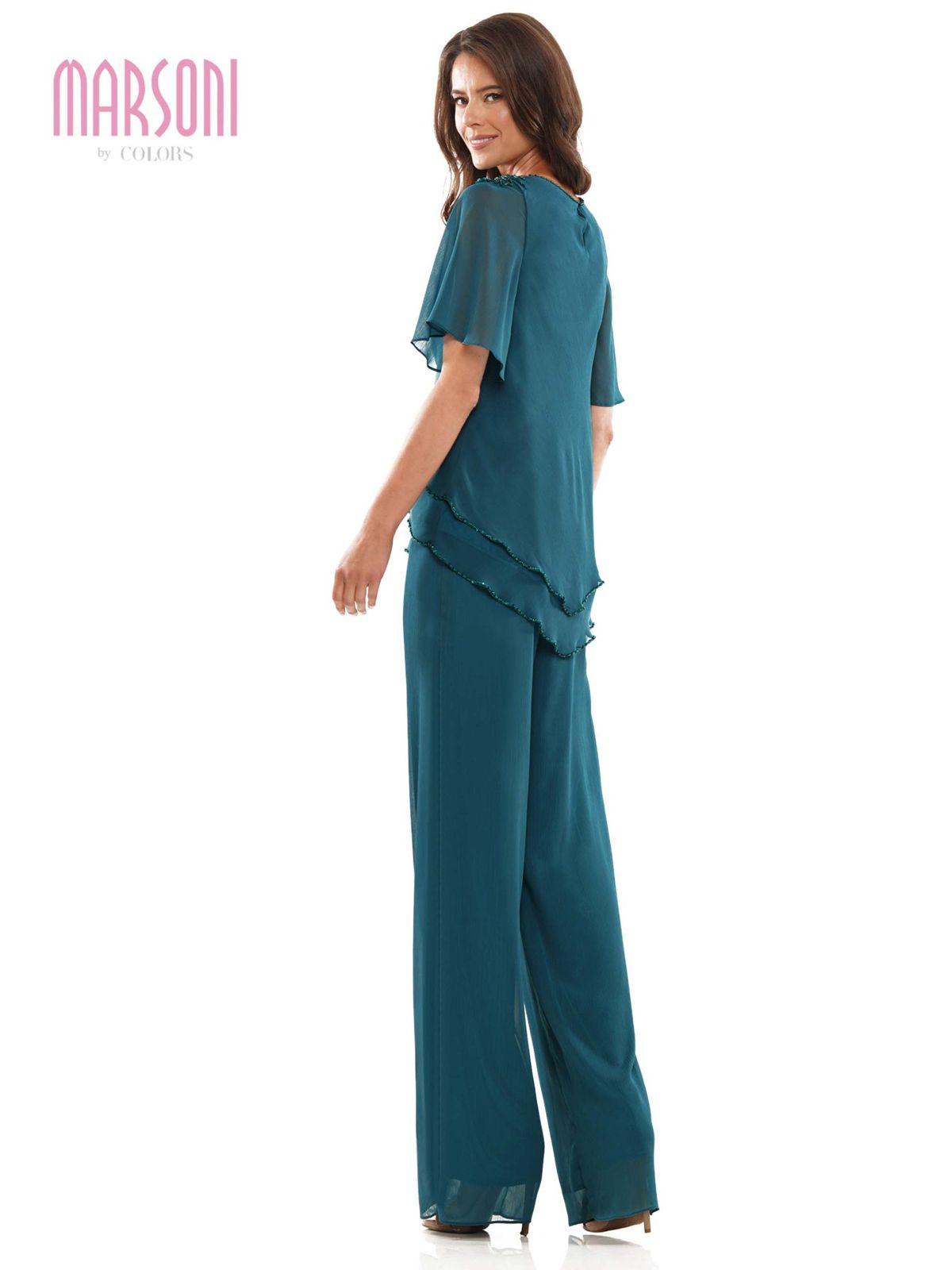 Layered Top Short Sleeve Pant Suit
