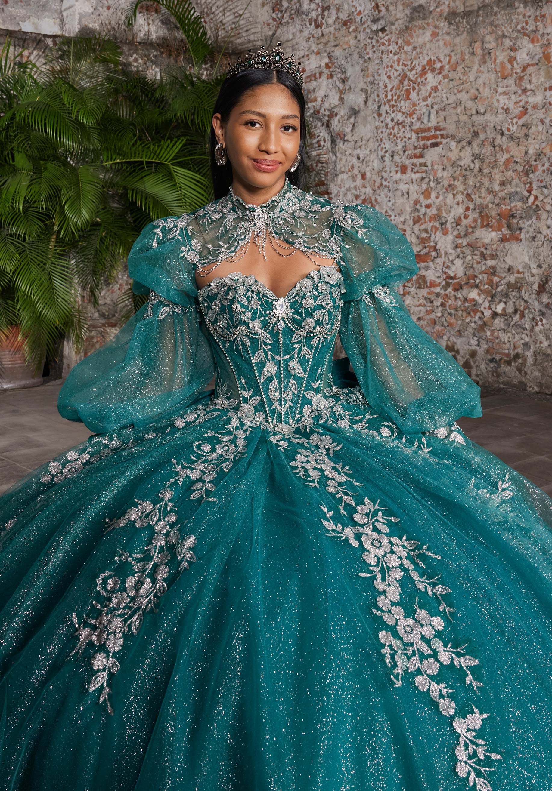 Alma Quinceañera Dress Vizcaya 89481Size 2 Emerald/Gold