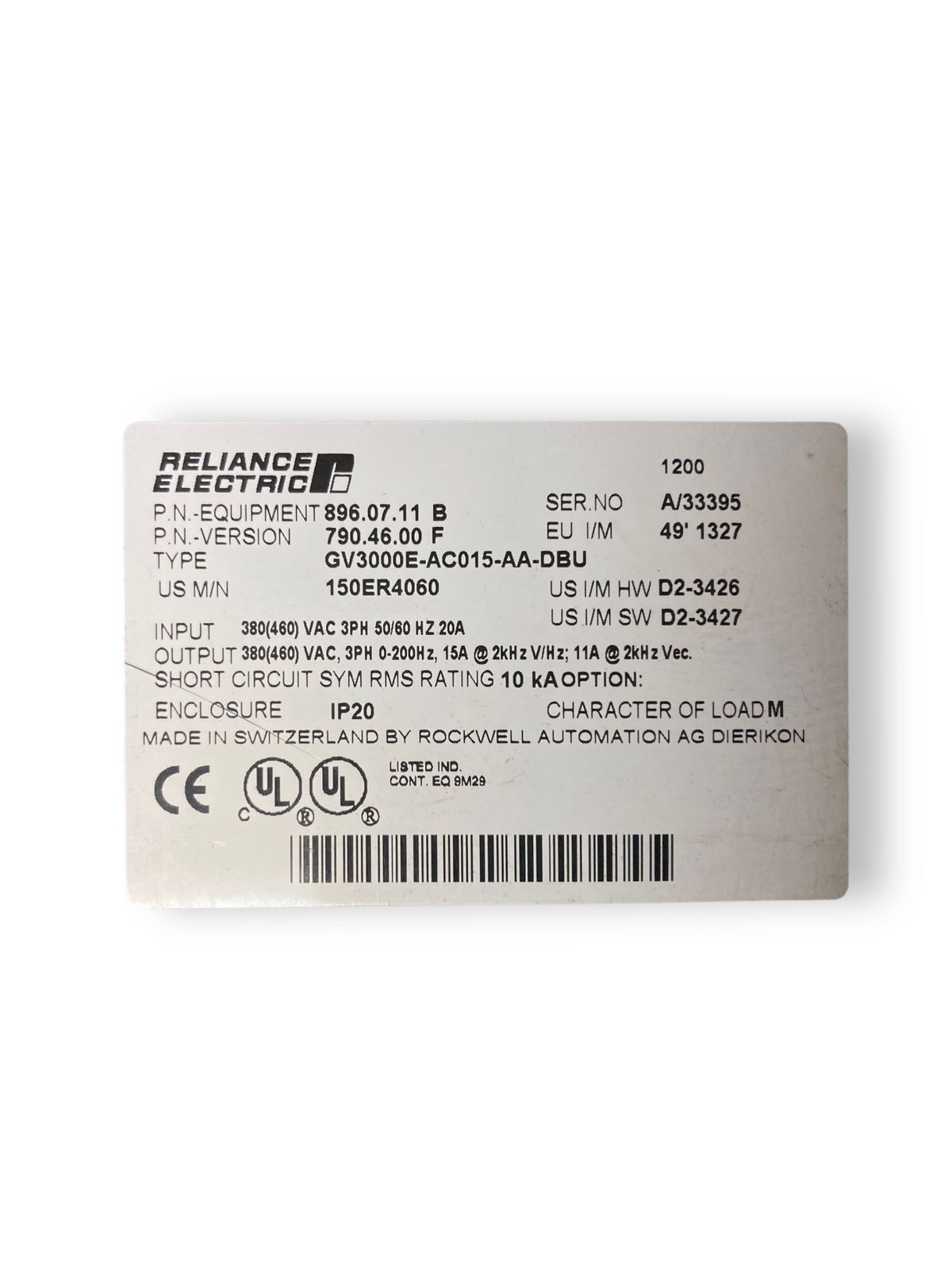 Inversor de Frequência Gv3000/SE  AC015AADBU
