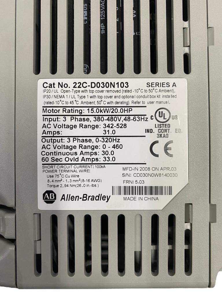 Inversor de Frequência Allen Bradley Power Flex 400 