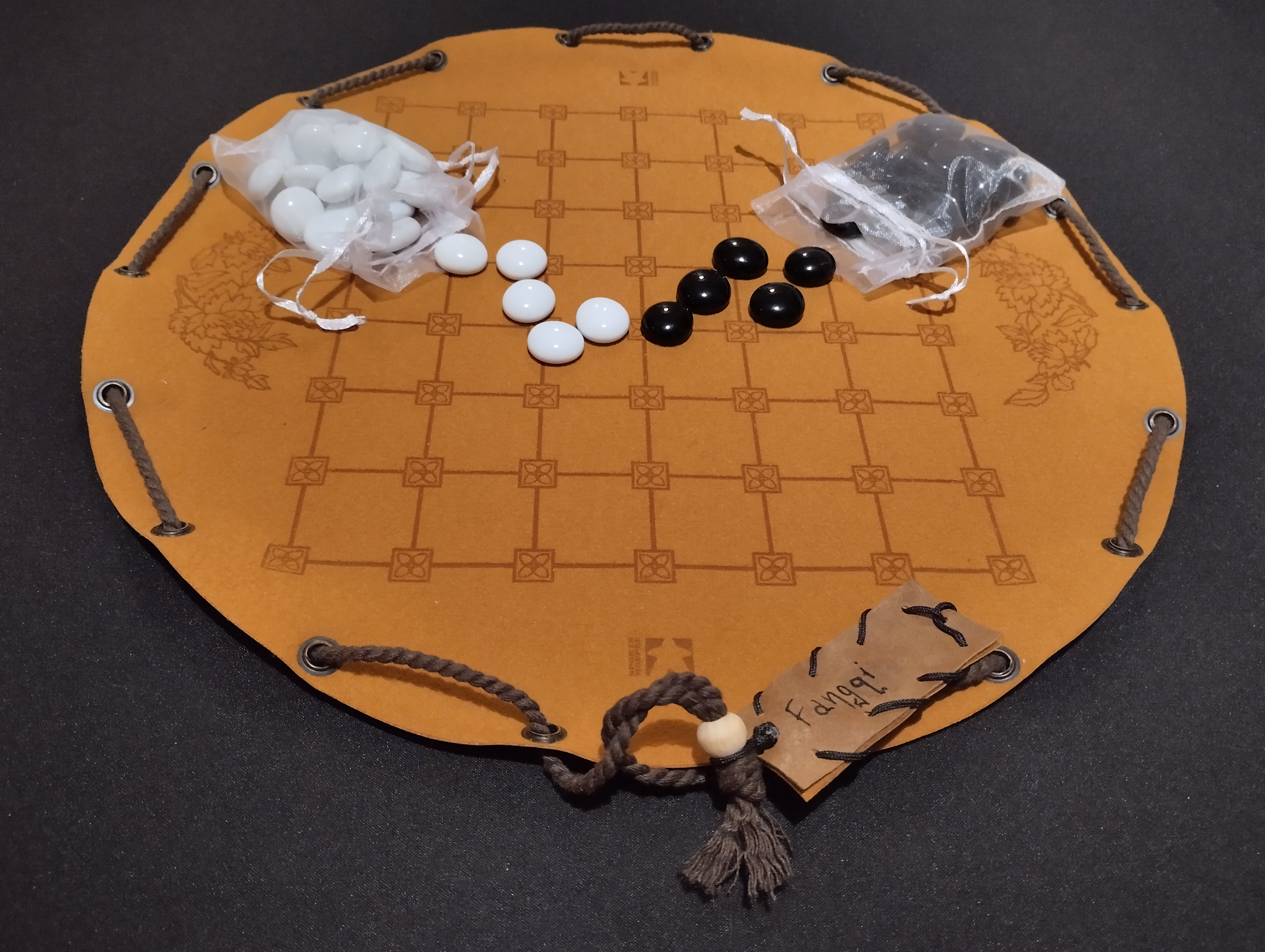 Fangqi Square Chess chinese ancient board game in faux leather pouch, 35cm, 13.78inch diameter