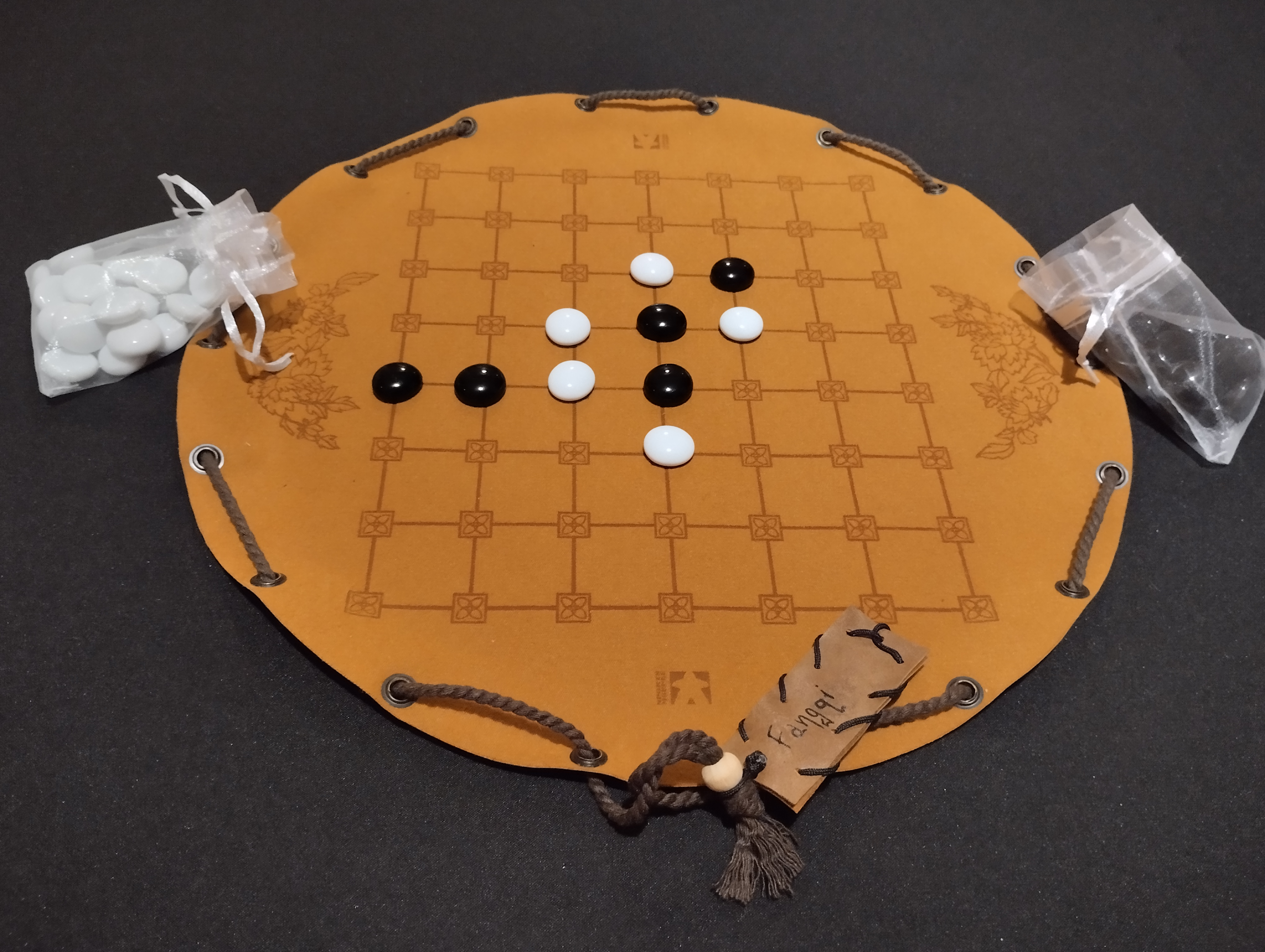 Fangqi Square Chess chinese ancient board game in faux leather pouch, 35cm, 13.78inch diameter