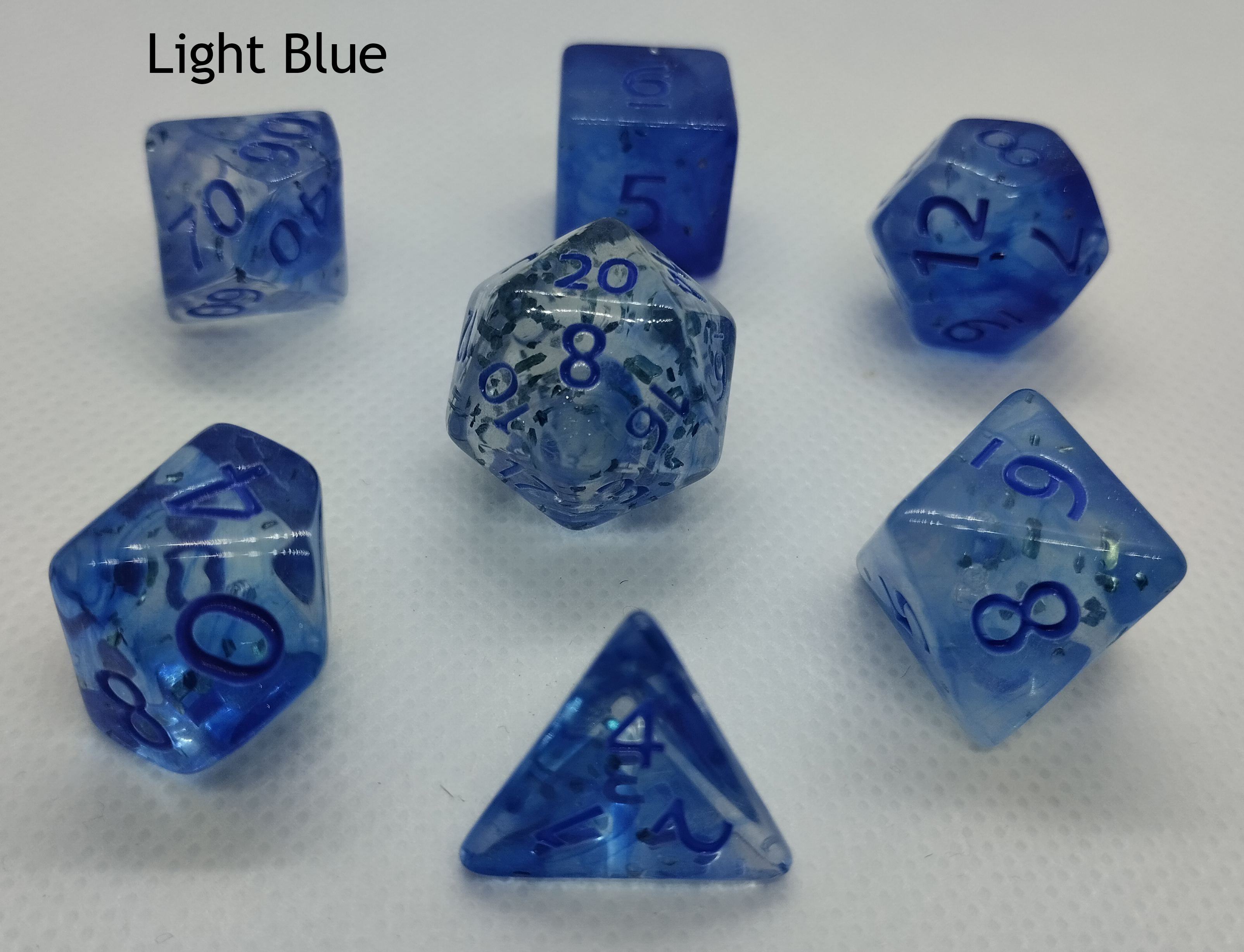 Drawstring leather dice bag pouch & dice tray set of 7 dice dnd rpg d20