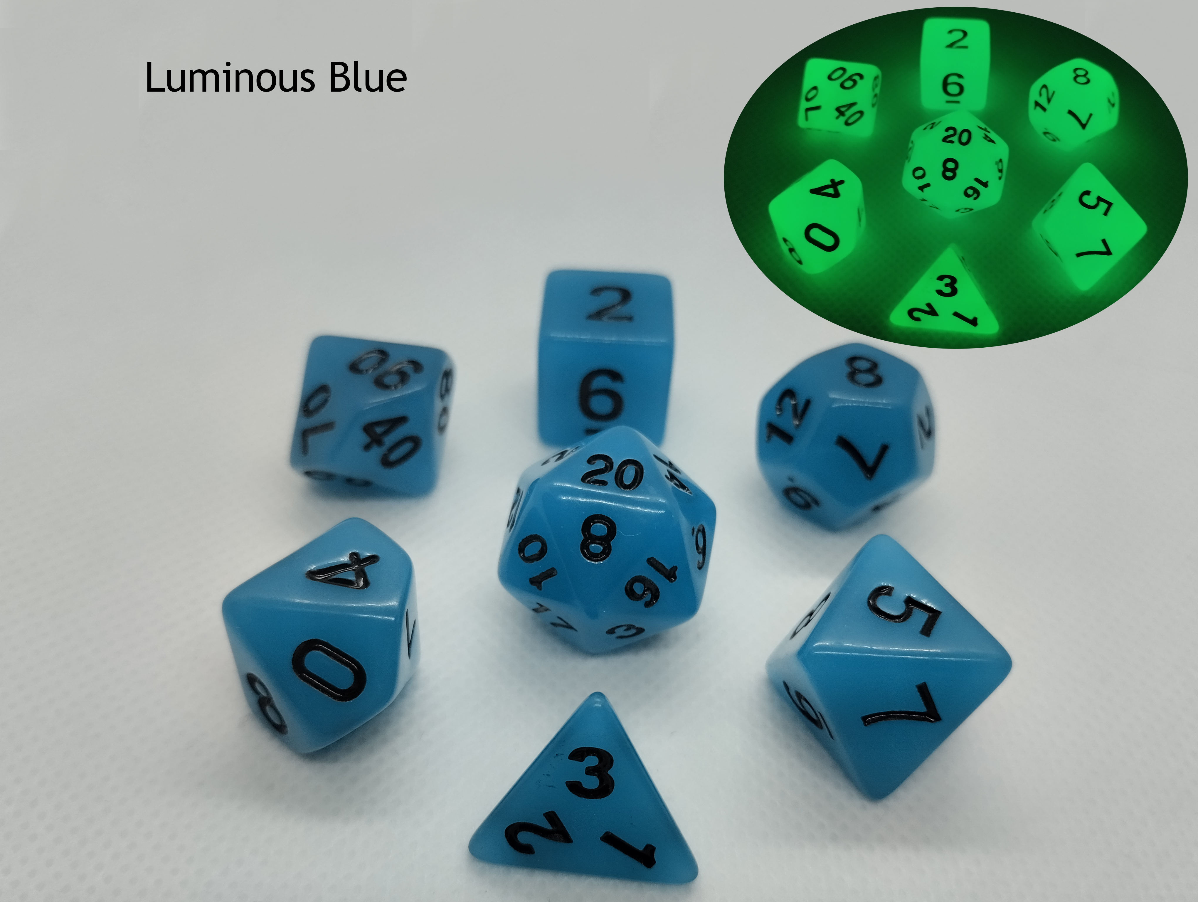 Full set of 7 resin dice dnd rpg d20