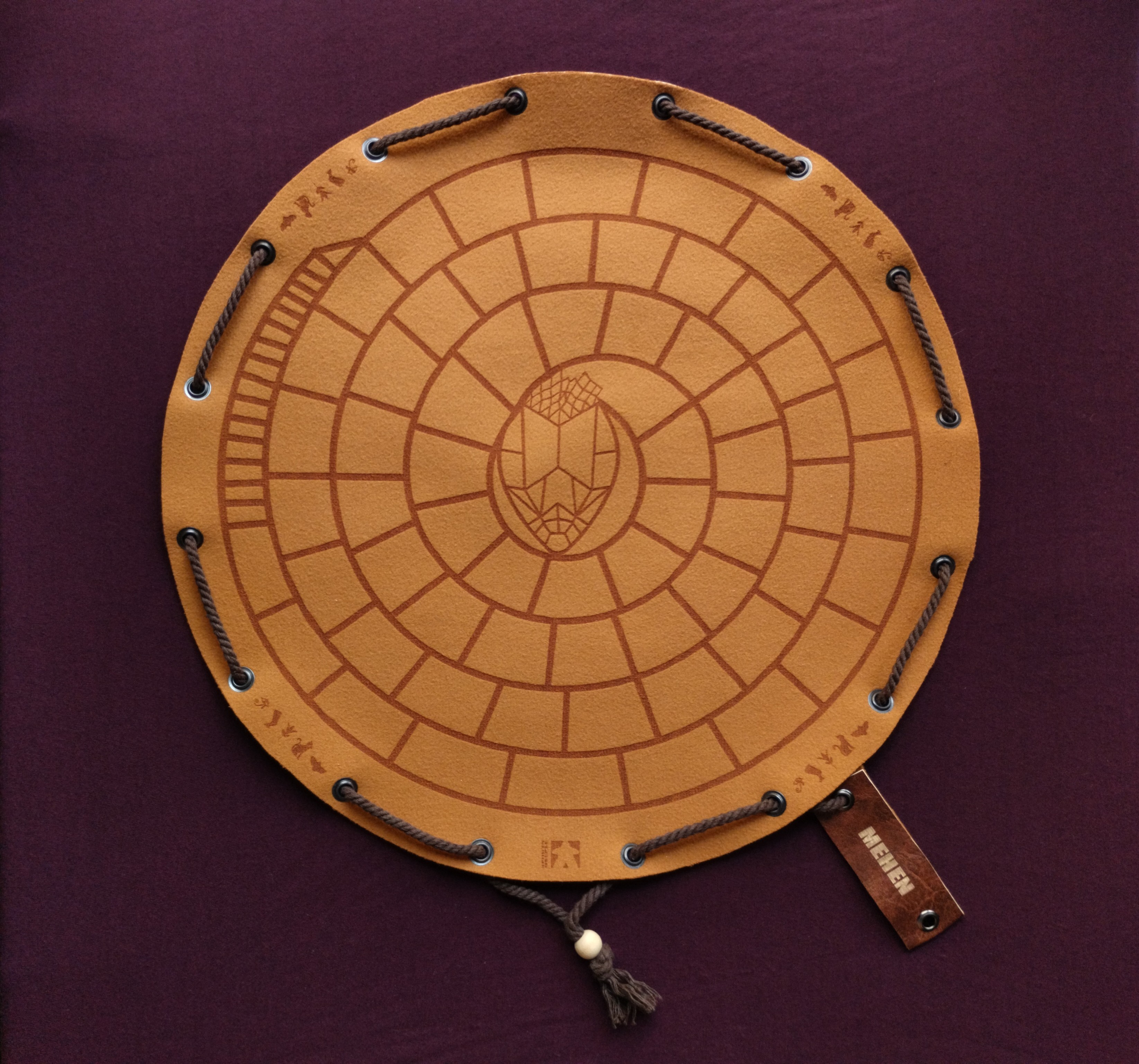 Mehen historical ancient egyptian board game in faux leather pouch, 35cm, 13.78inch diameter